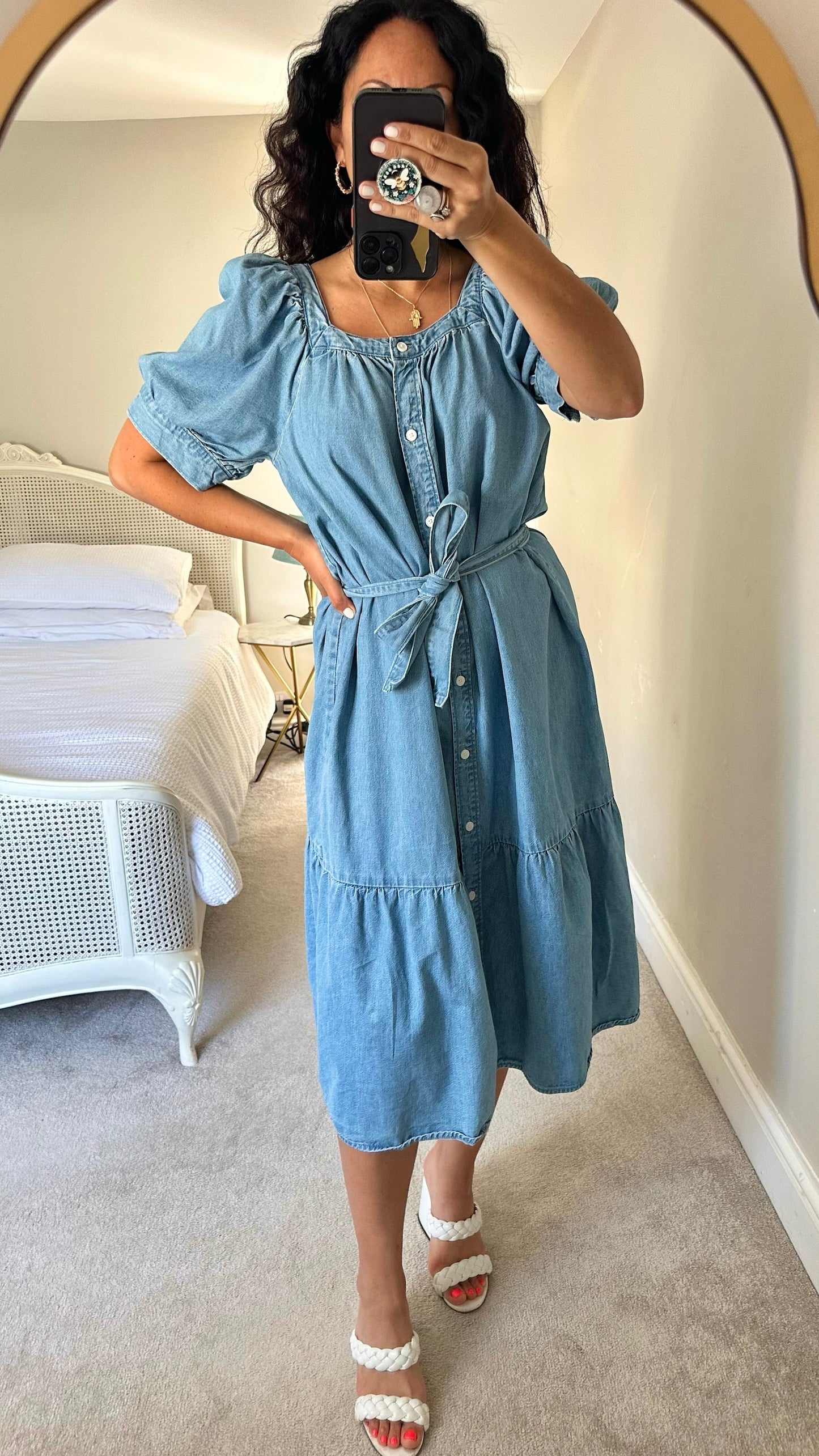 Levi's button up denim midi dress large UK 10-12 vgc