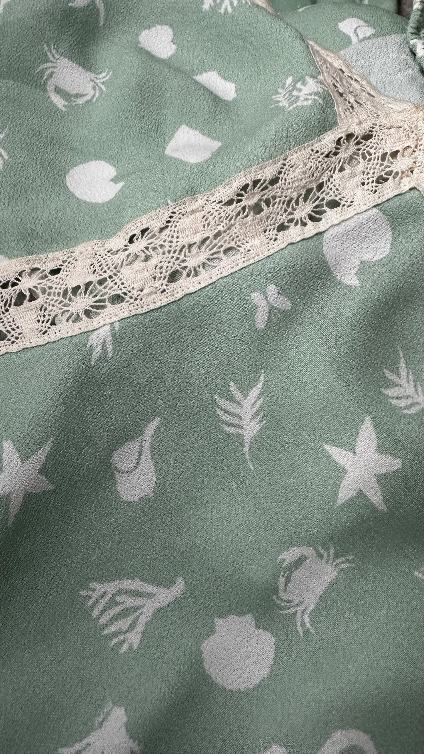 RIXO light mint green beach scene crabs seaside dress midi long UK 10 vgc event wedding guest