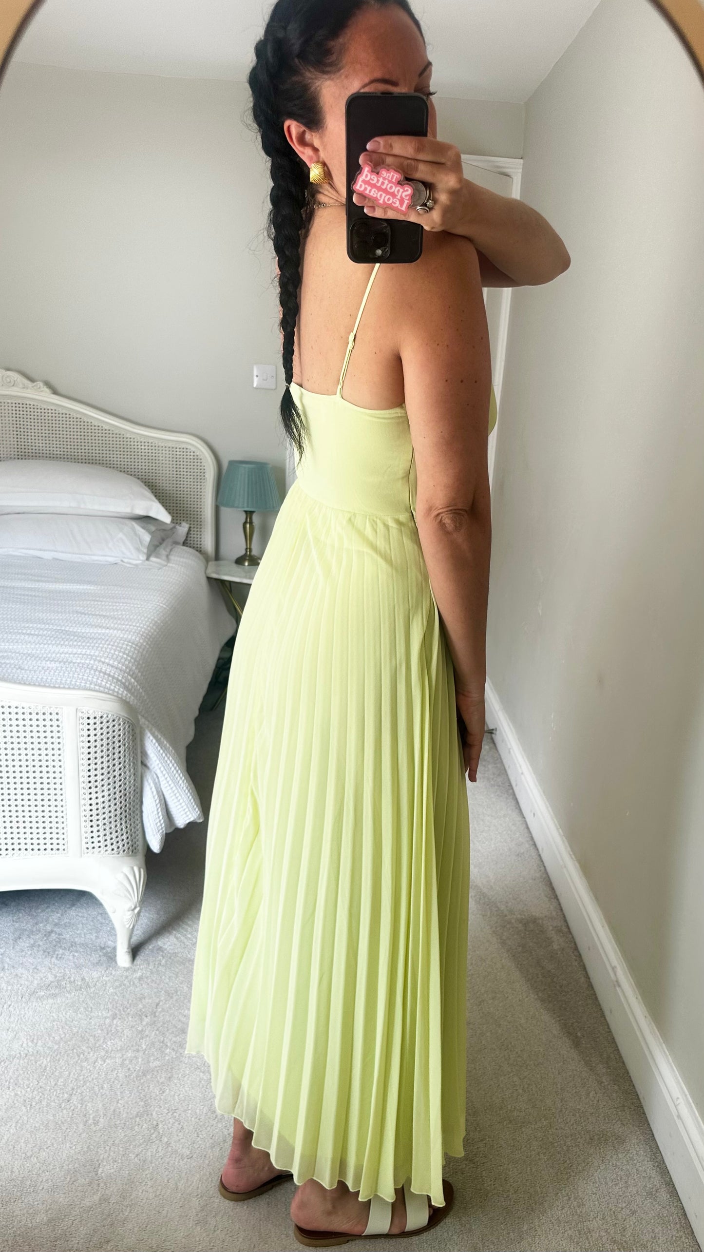 ASOS lime green lace midi dress wedding event small UK 10 vgc