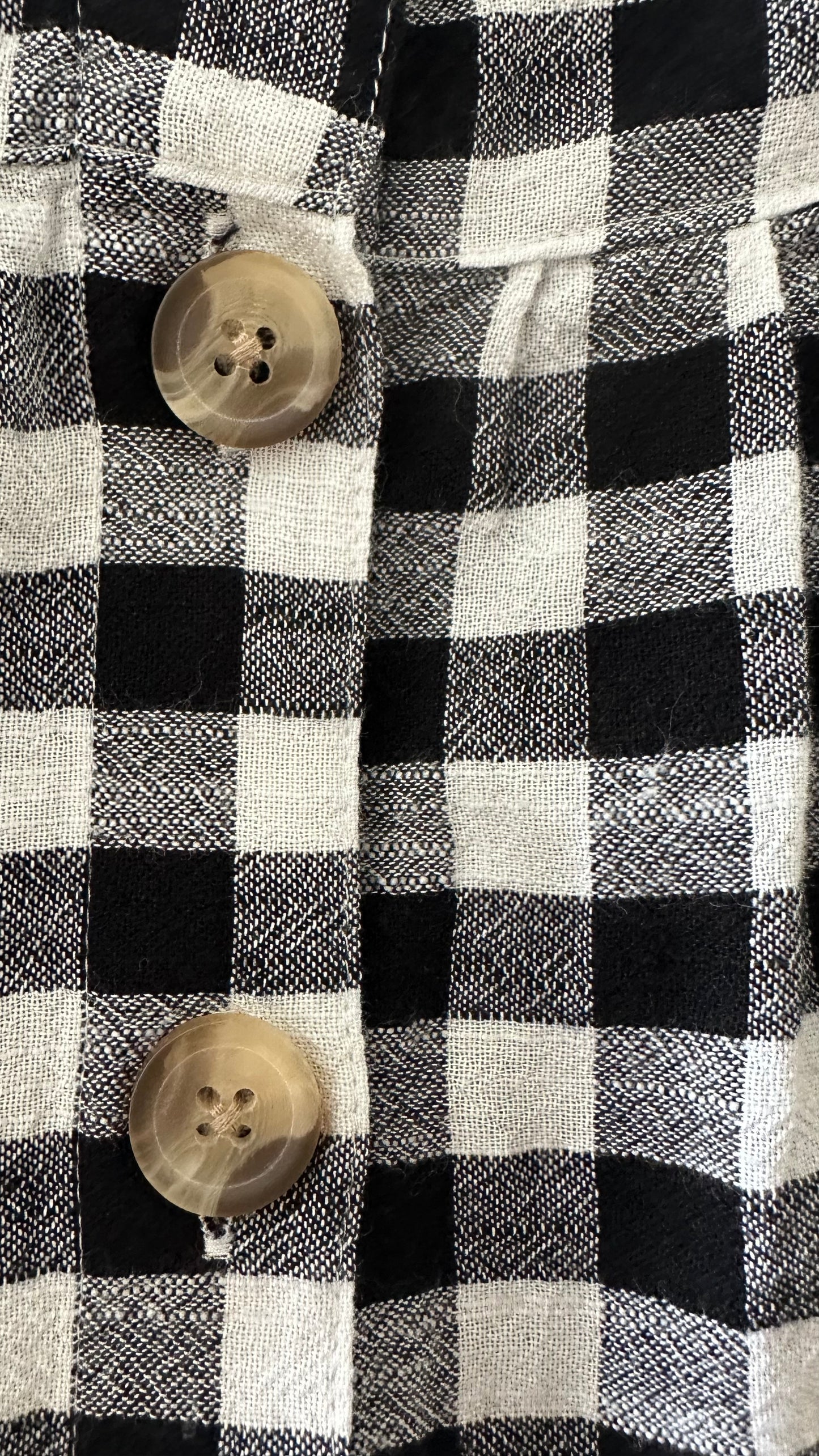 Marks & Spencer M&S black white gingham check button up midi long holiday dress small UK 8-10