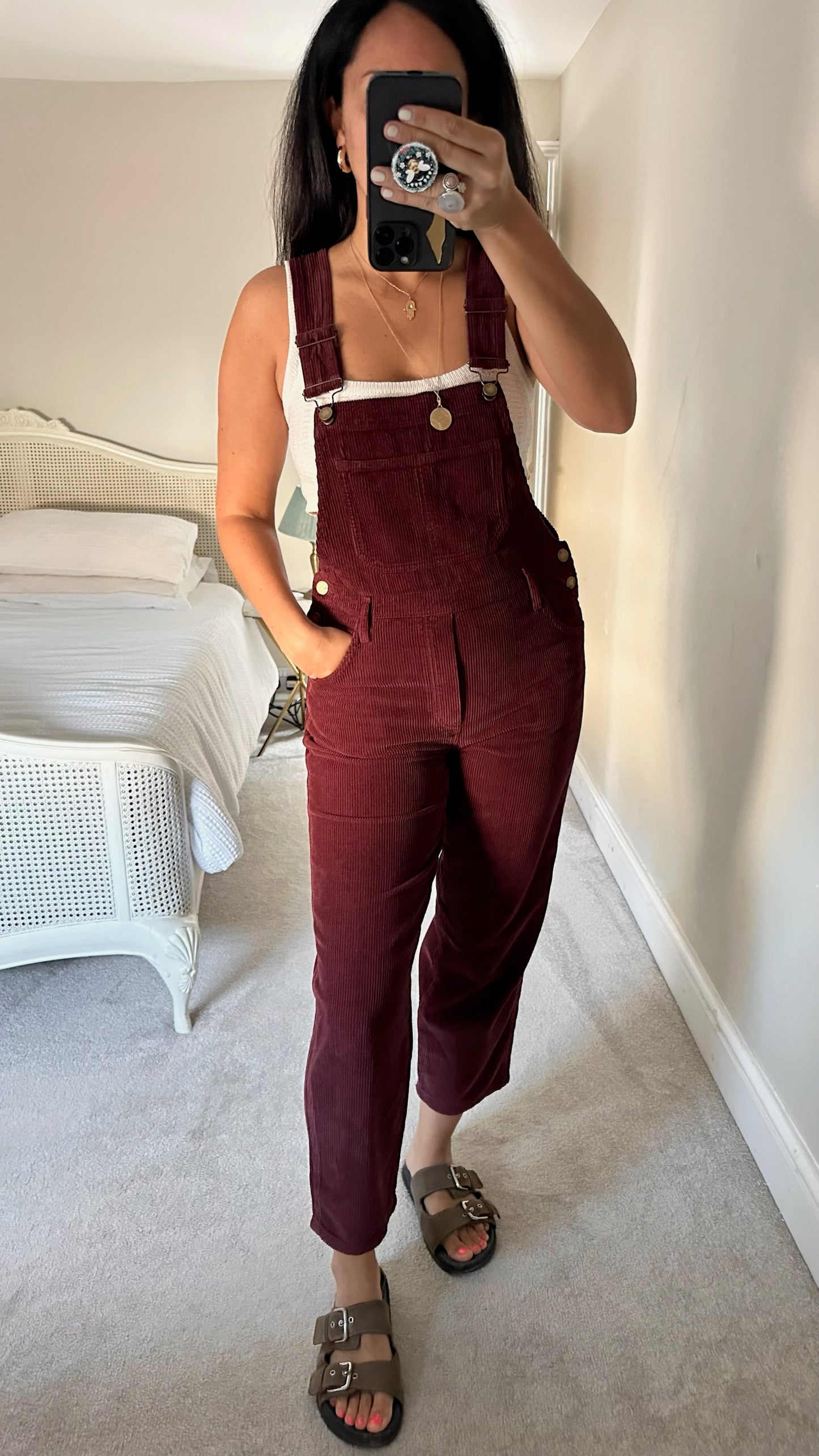 HUSH oxblood red burgundy velvet corduroy dungarees small UK 8 vgc
