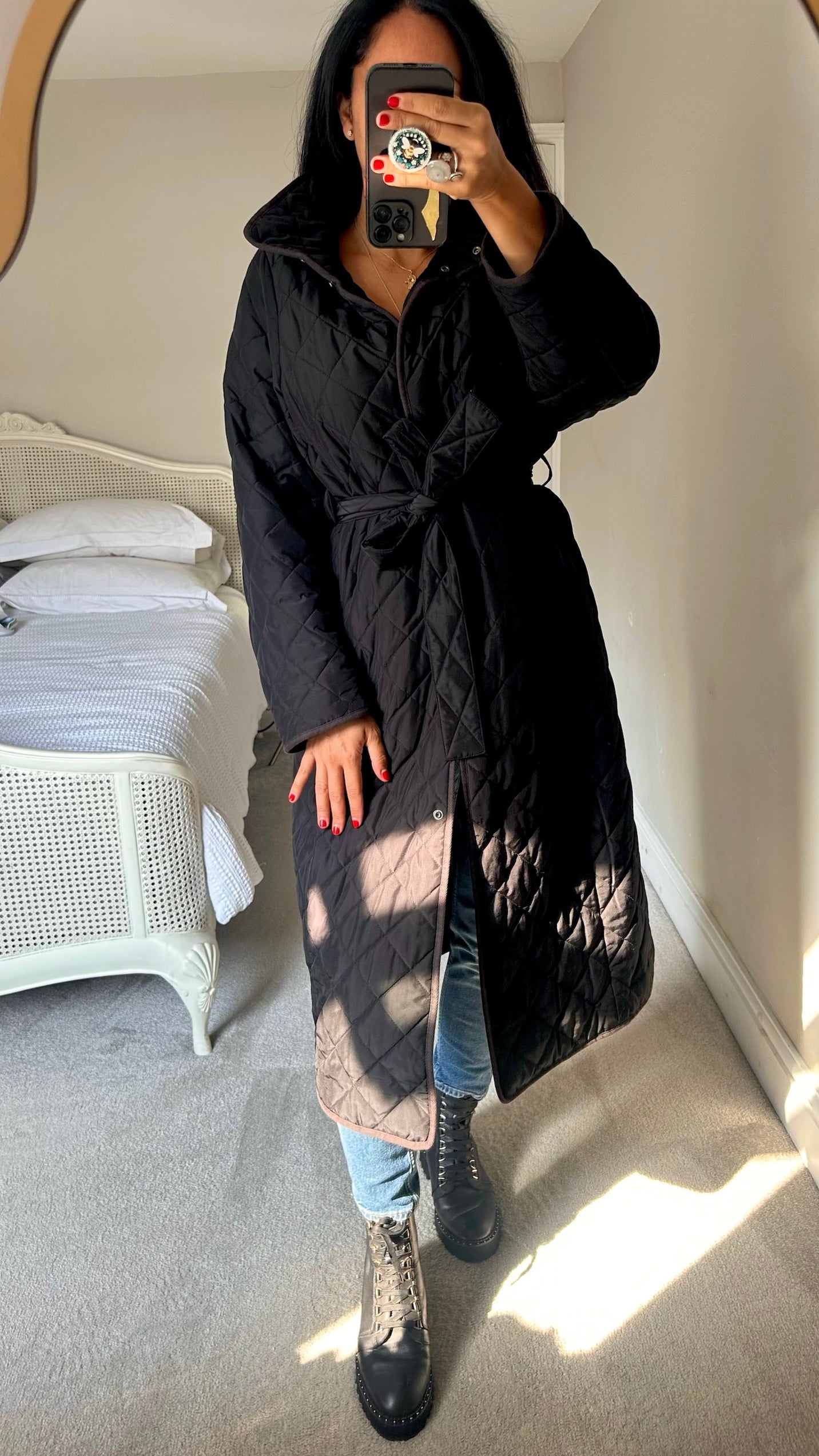 & other stories black square quilted long line sleeping bag coat small UK 8-10 vgc w25