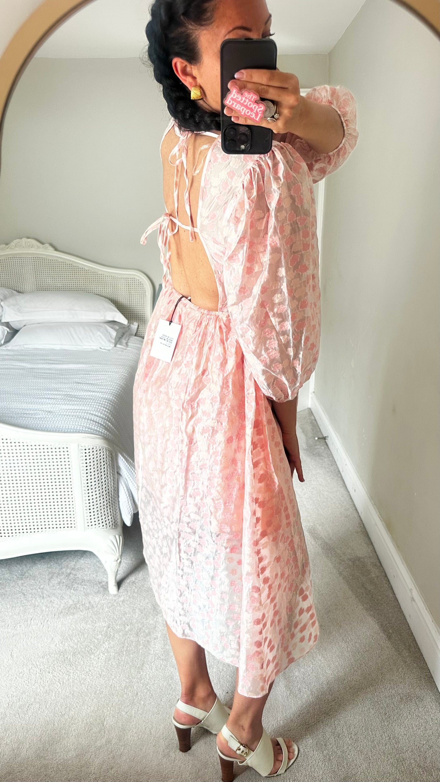 Glamorous rose soft pink wedding guest event backless sheer midi dress small UK 8-10 new