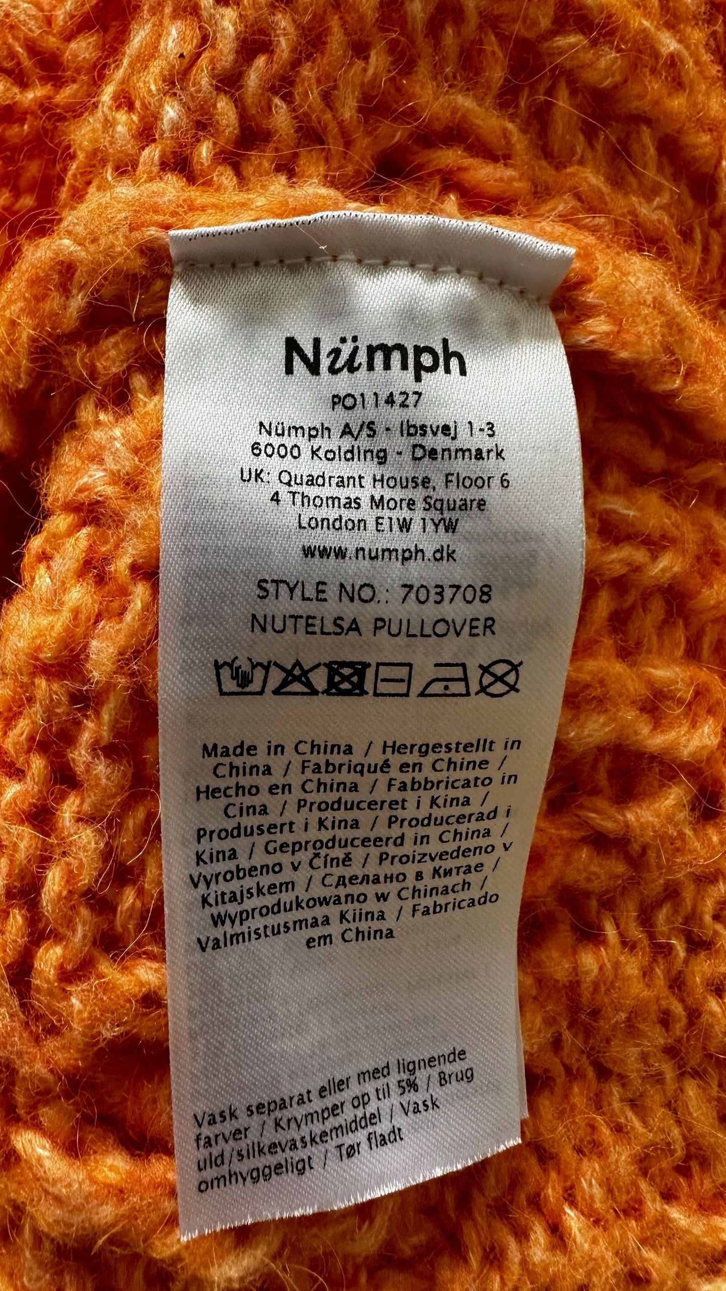 Numph @ Anthropologie orange alpaca wool blend knitted jumper medium UK 10 vgc