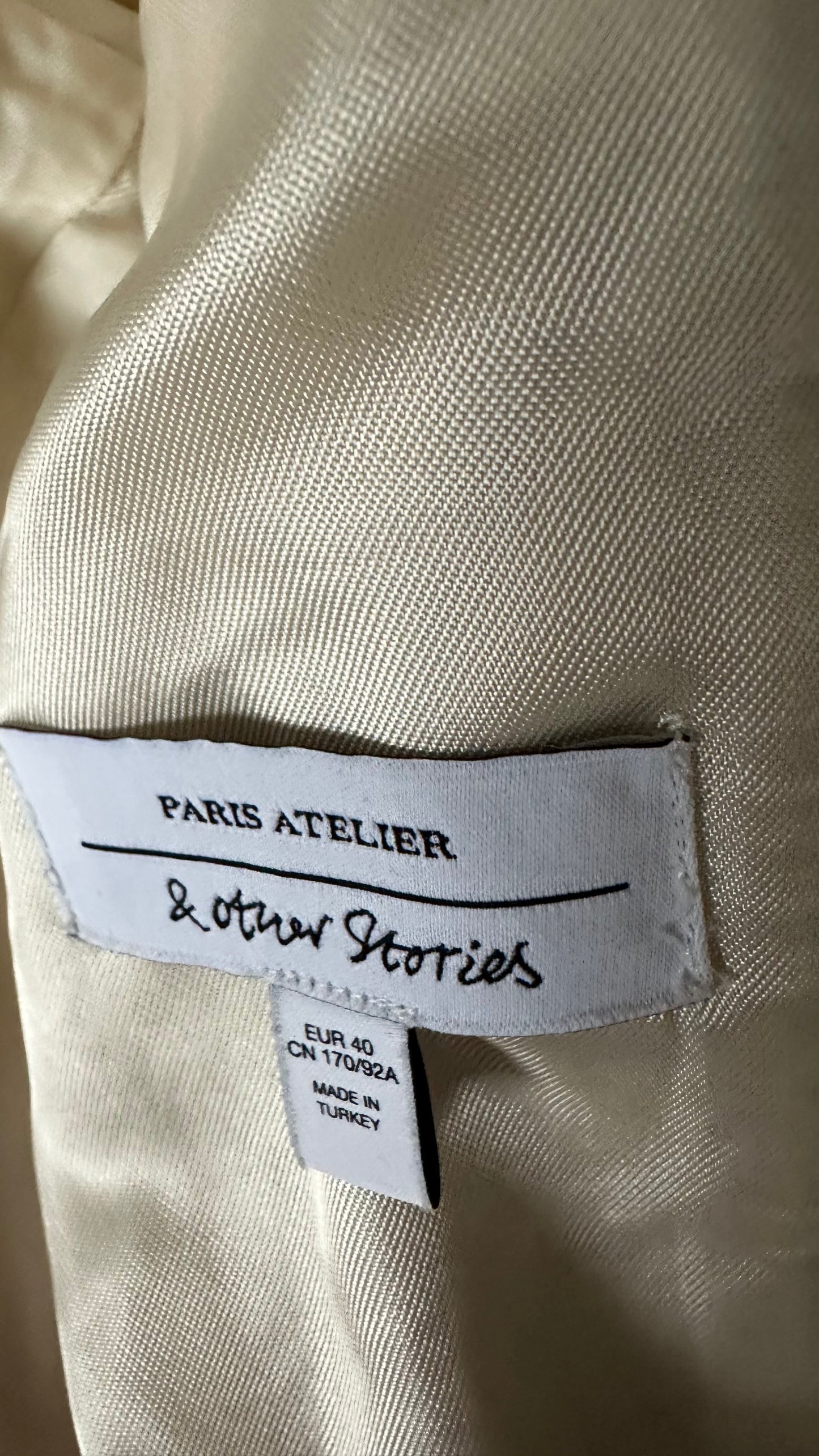 & other stories cream white tailored boxy jacket blazer medium UK 12 vgc