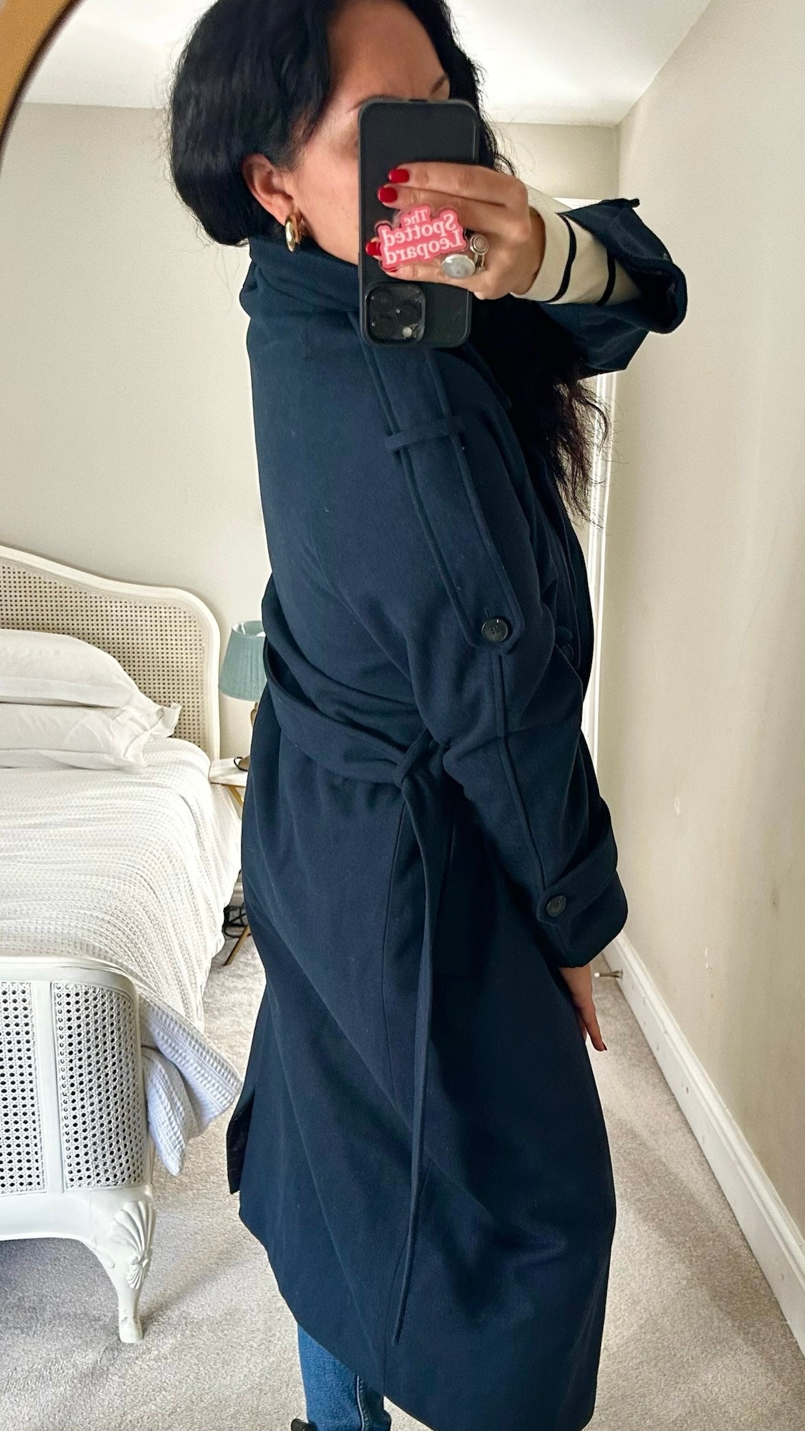 Selected femme @ anthropologie navy blue wool blend maxi coat large UK 12 new XMS25