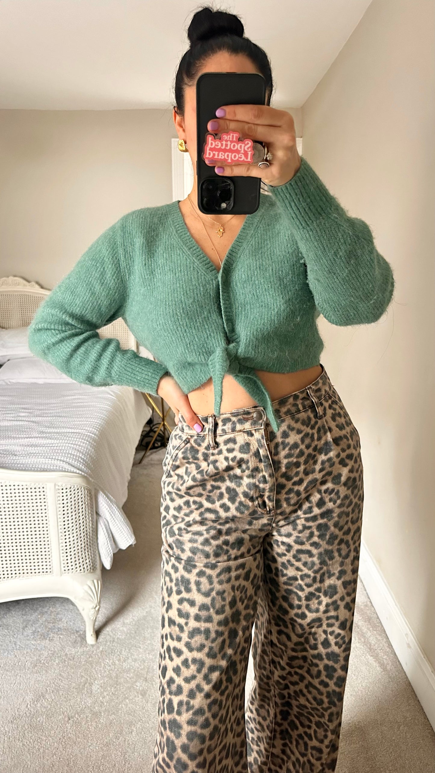 & other stories green teal knitted alpaca blend cardigan small UK 8-10 vgc