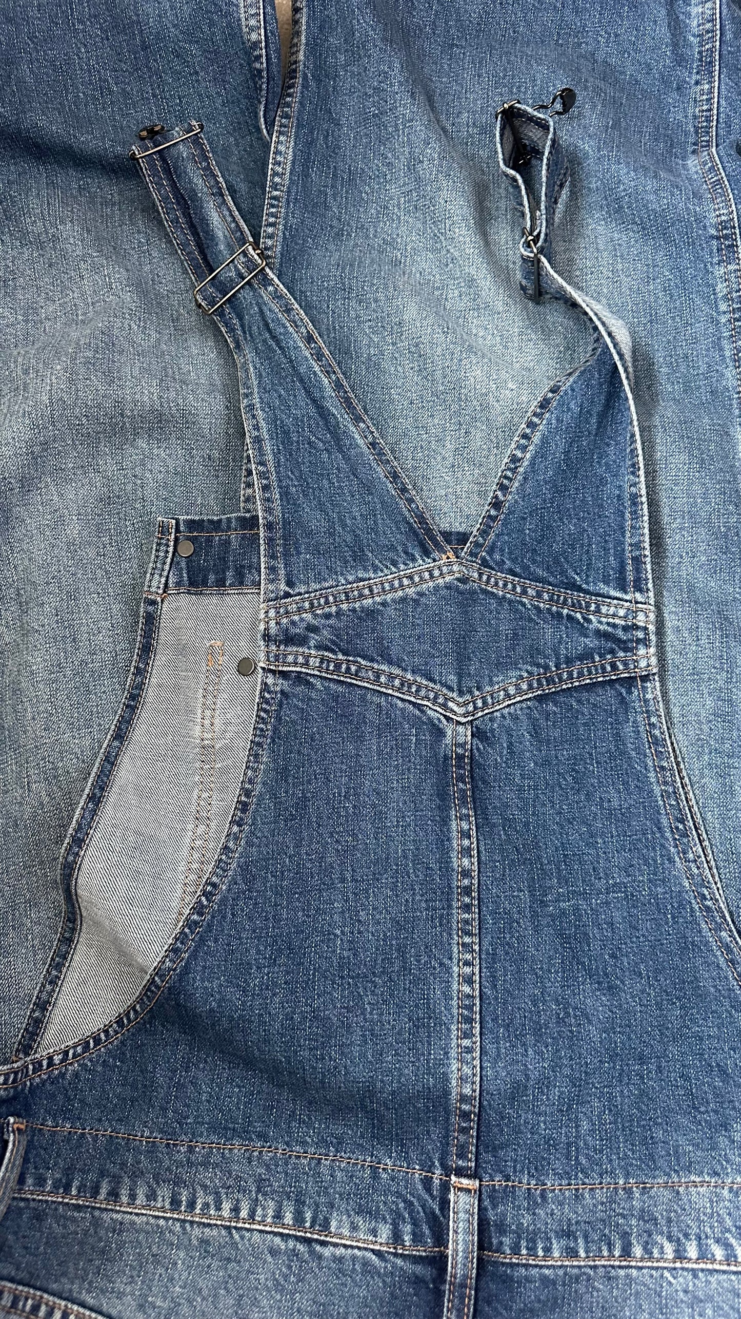 Topshop navy blue denim jeans dungarees playsuit jumpsuit small UK 10 vgc