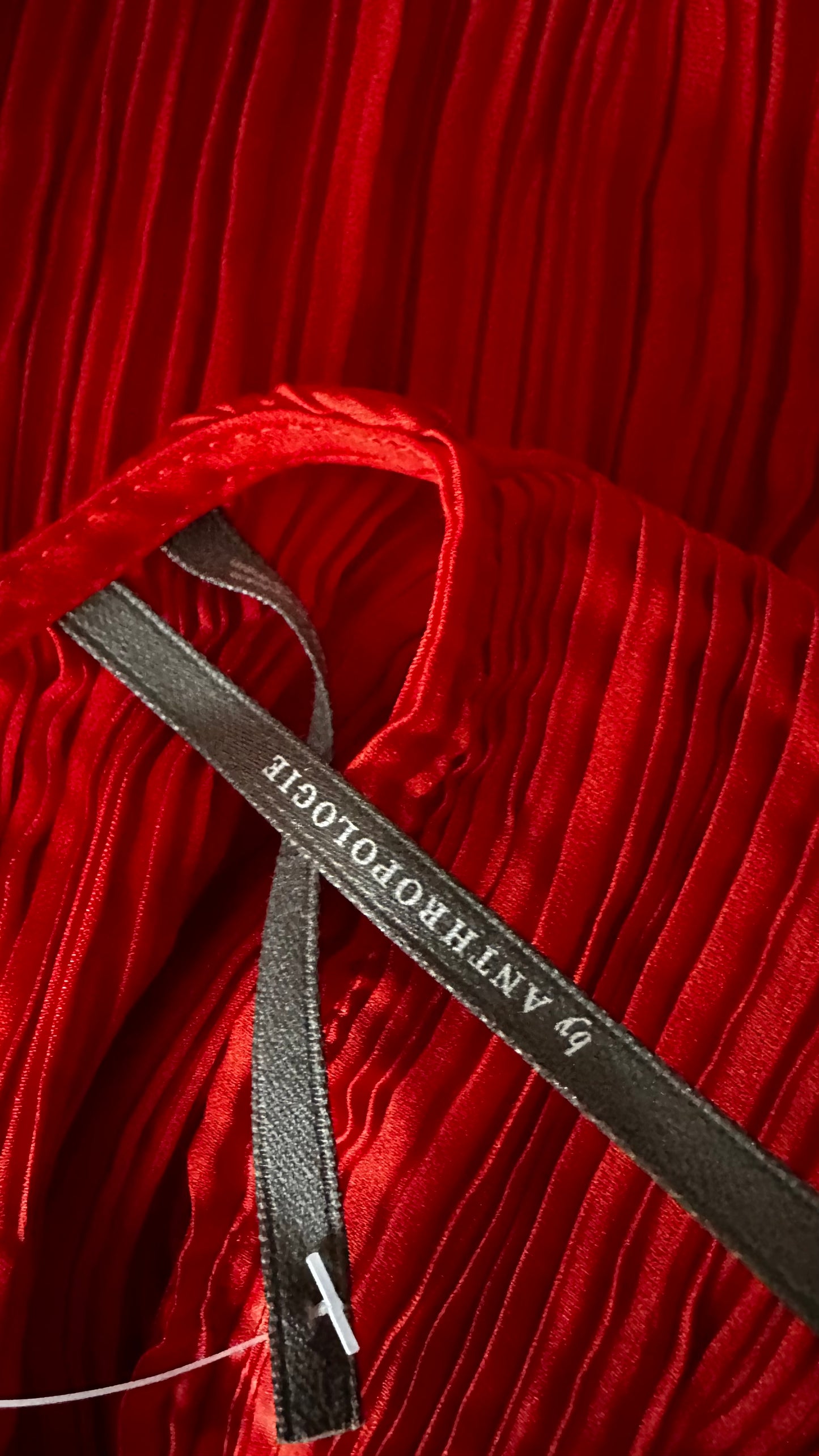 Anthropologie coral red plissé midi event wedding guest dress small UK 6-8-10 new bnwt