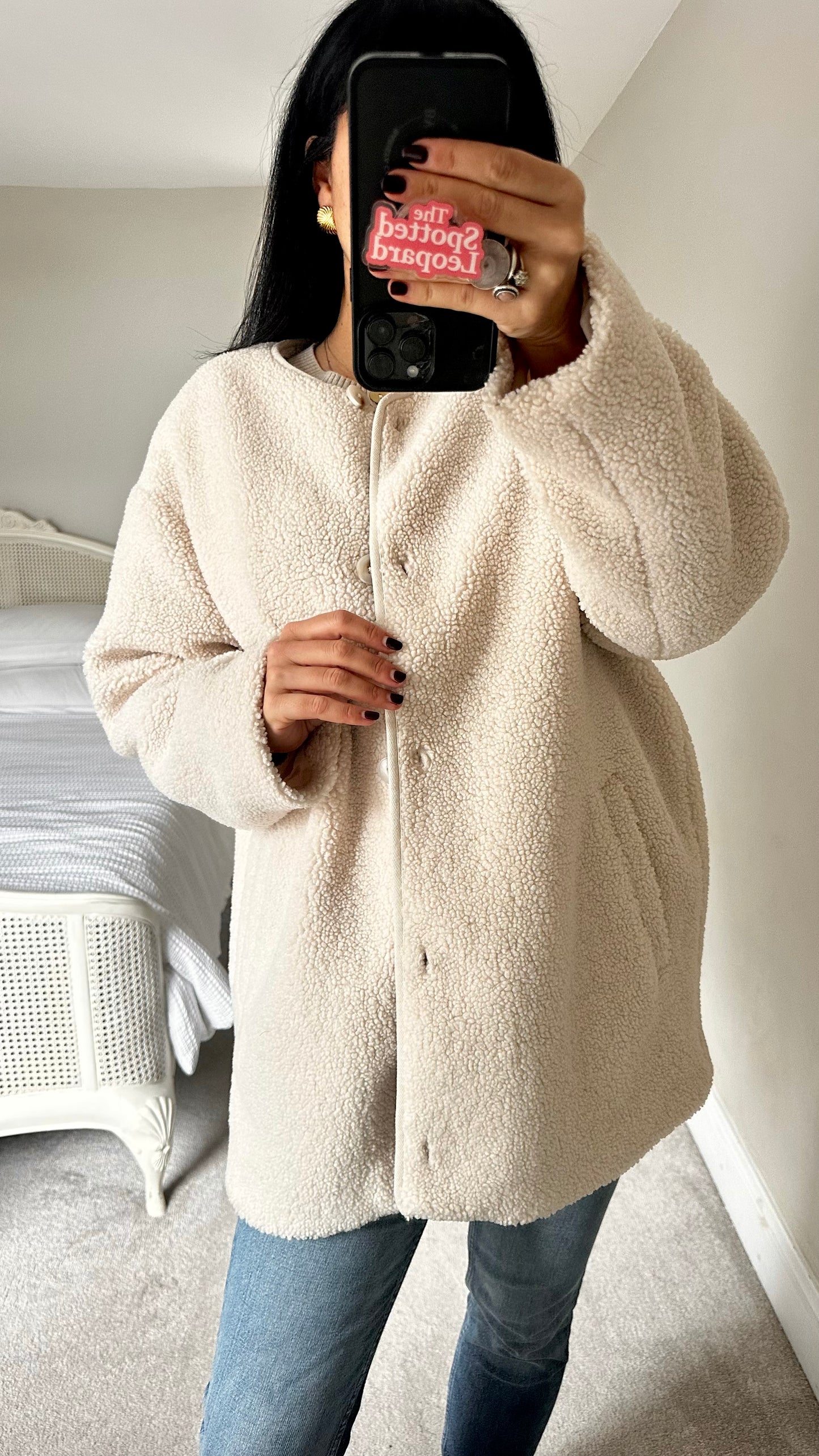 Nobody’s Child cream teddy Borg coat jacket medium UK 12-14 new