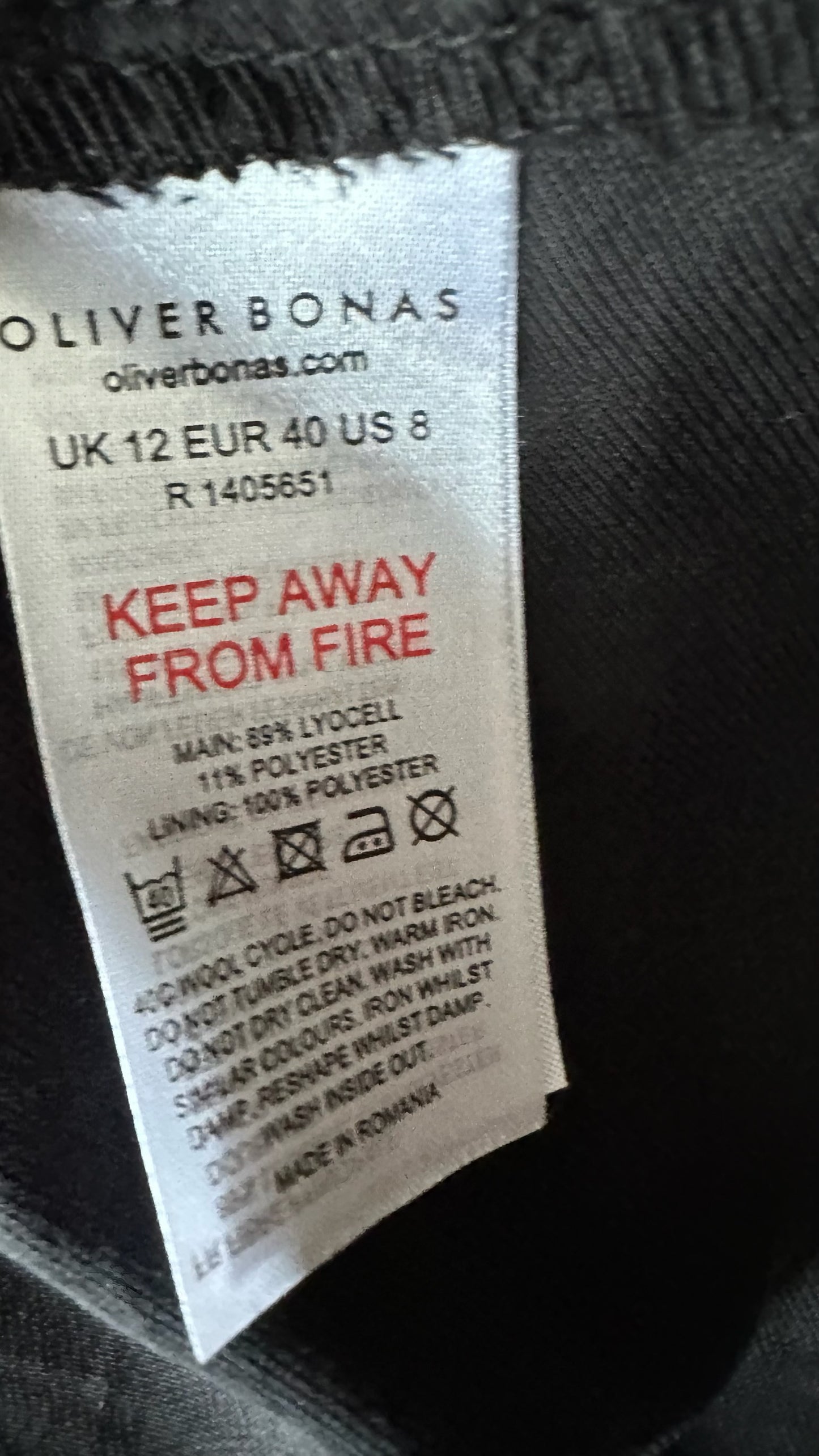 Oliver bonas black charcoal casual day dress large UK 12 vgc w25