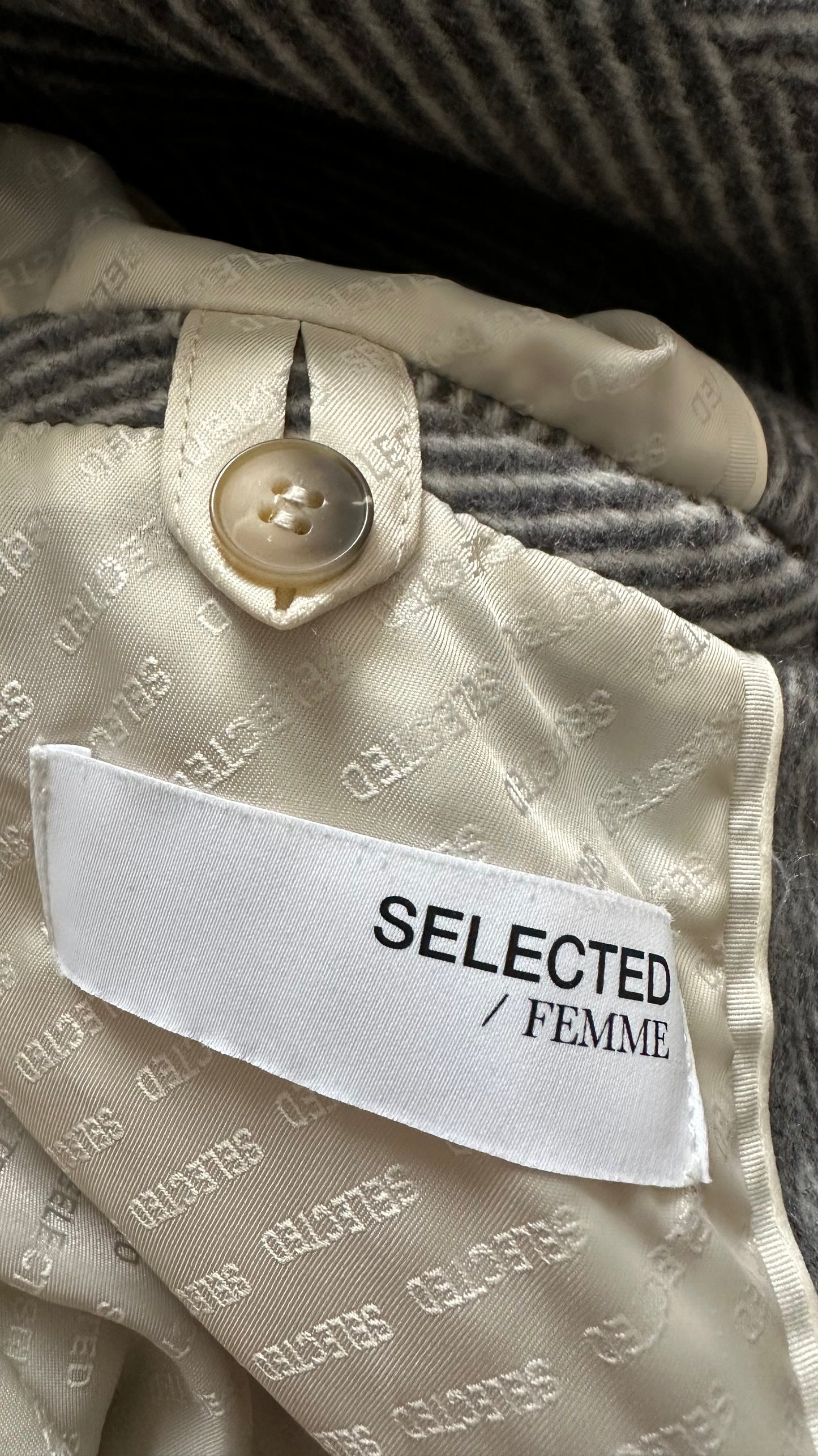 Selected Femme @ Anthropologie grey herringbone long coat small UK 8 new bnwt