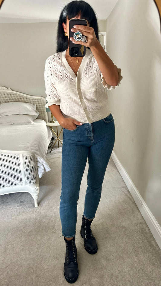 &Other stories cream white crochet knit cardigan small medium SM UK 8-10 excellent used condition