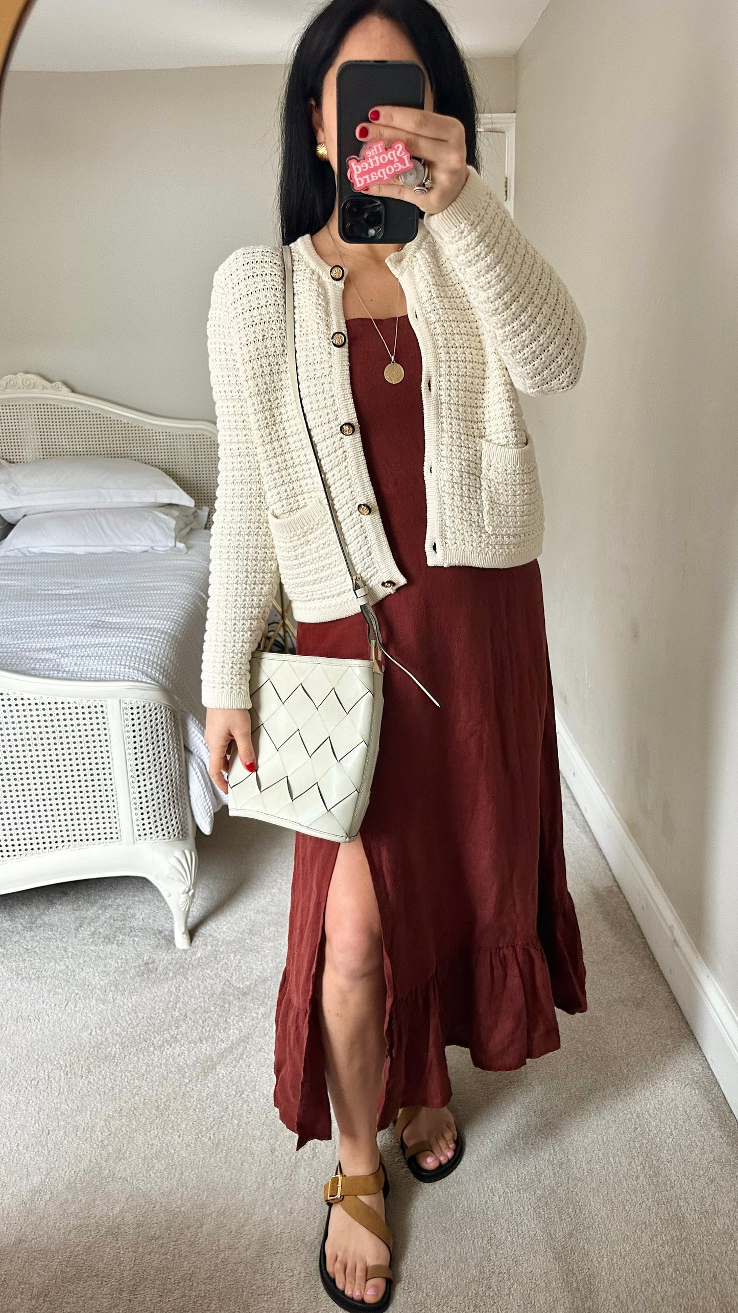 Forever New cream knitted cotton cardigan jumper small UK 8-10 vgc