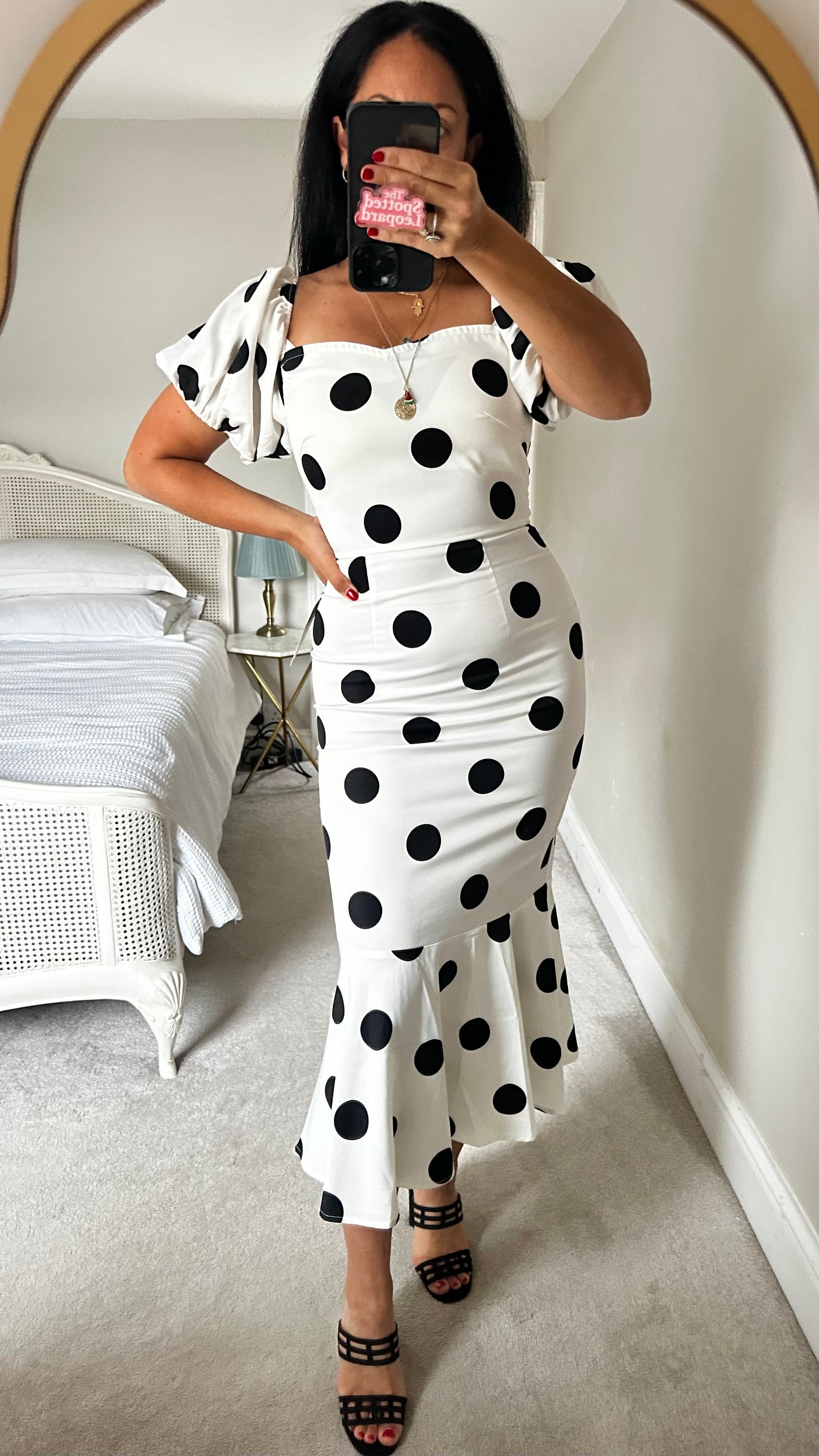 Never Fully Dressed quite black polka dot midi long event dress small UK 8 new bnwt