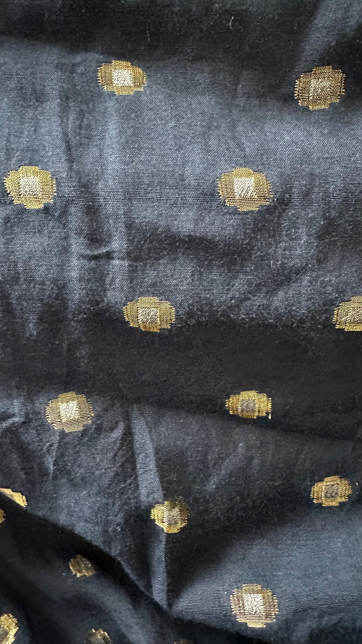 Oliver Bonas navy blue gold printed cotton event dress small UK 8 vgc