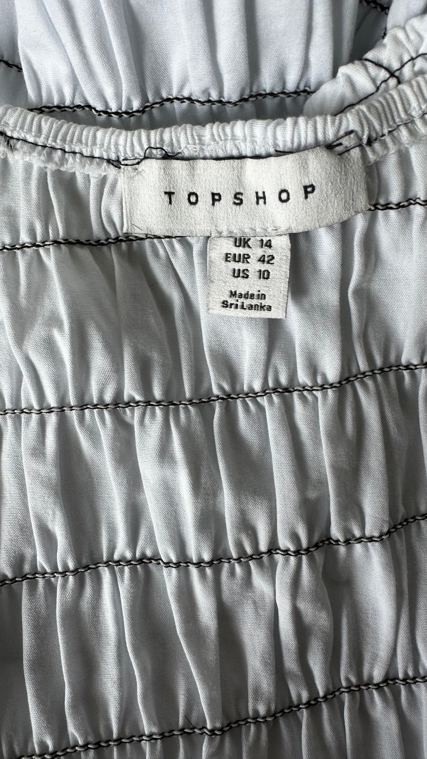 Topshop white shirred maxi long dress medium UK 14 new bnwt
