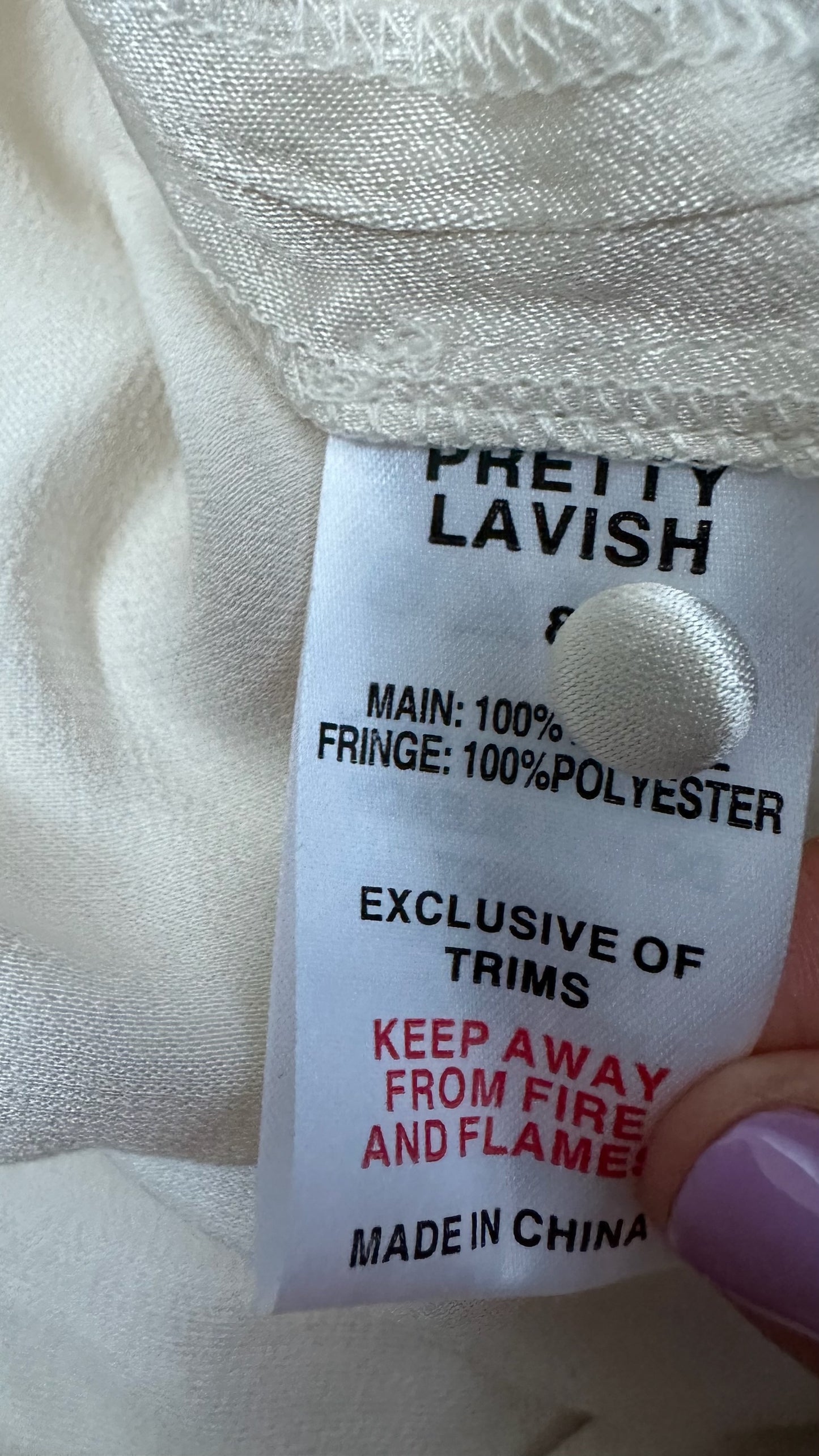 Pretty lavish cream satin fringe tassel maxi event dress small UK 8 vgc