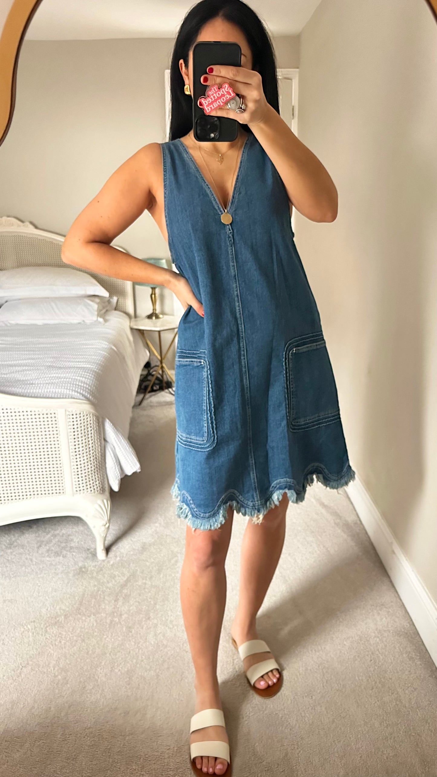 See by Chloe navy blue denim jeans mid length dress medium UK 14 vgc