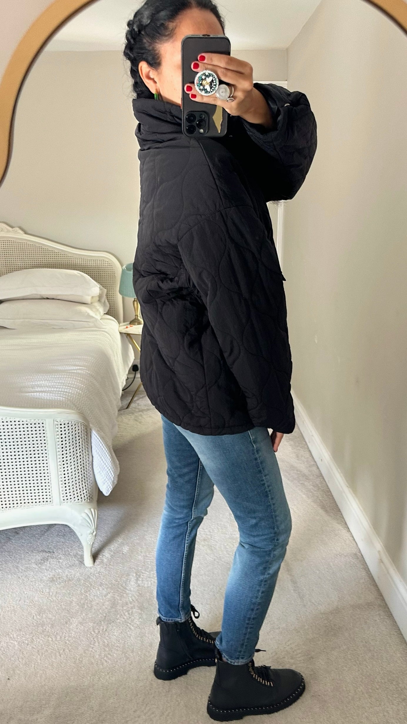& other stories quilted puffer jacket black medium UK 10-12 vgc w25