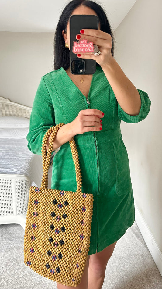 & other stories wooden beaded handbag bag holiday vgc