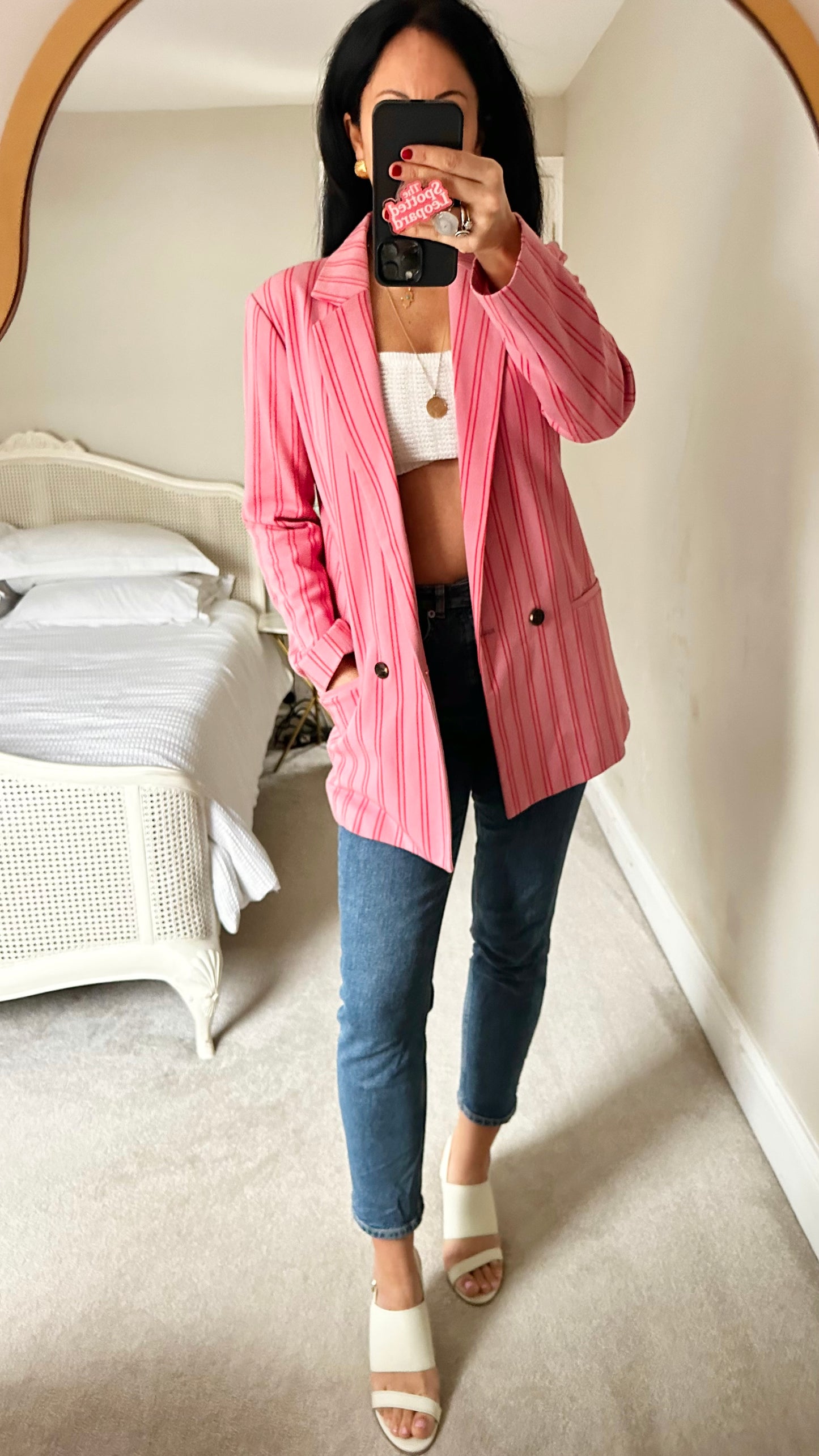 MSCH Copenhagen rose pink stripe oversized blazer jacket small UK 8-10 vgc