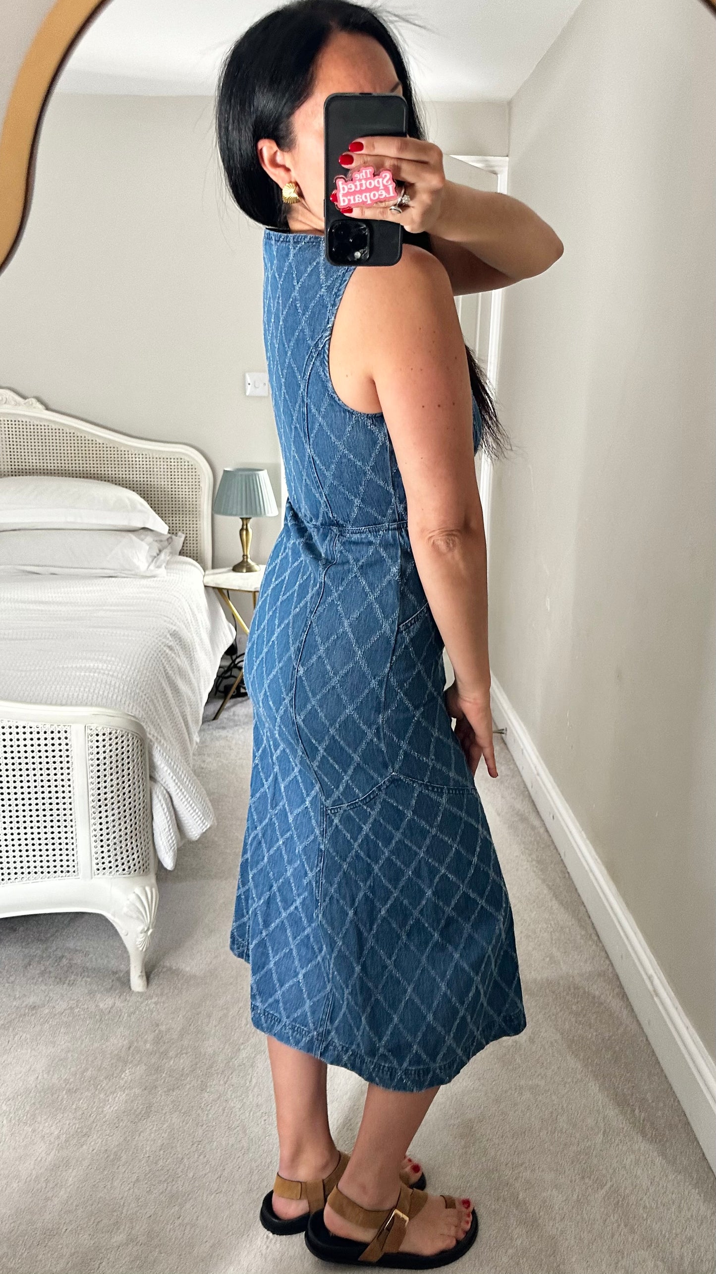 Mint Velvet blue denim jeans midi button up dress small UK 8 vgc
