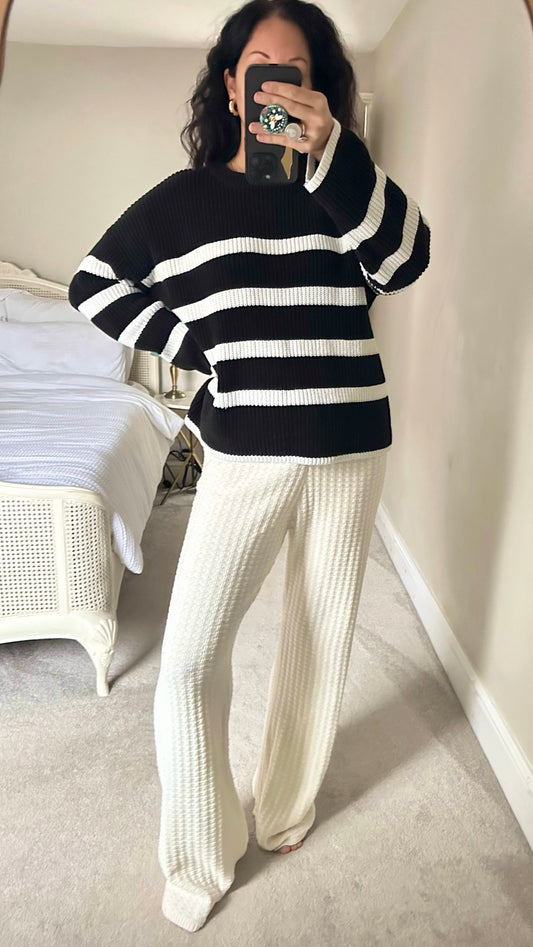 Selected Femme @Anthropologie black white stripe jumper extra large XL UK 14 vgc