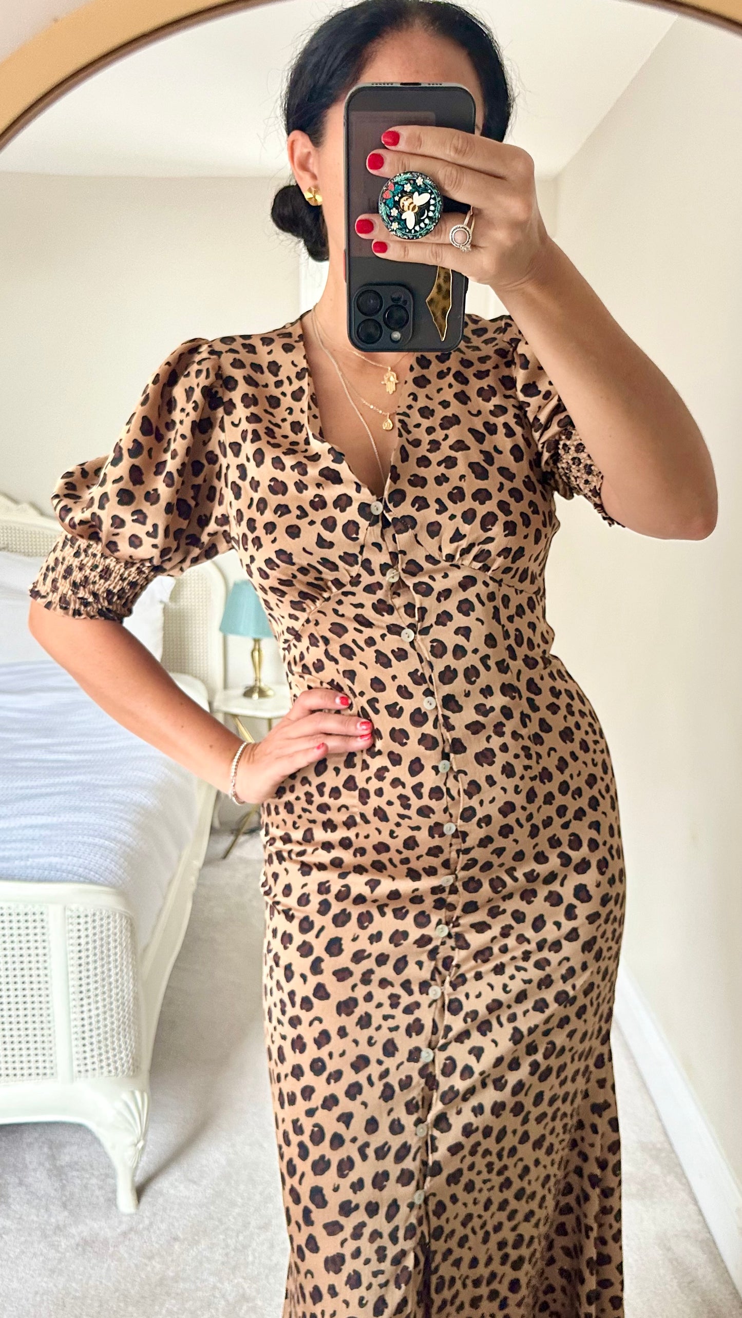 Never fully dressed leopard animal print event dress medium UK 10 long vgc