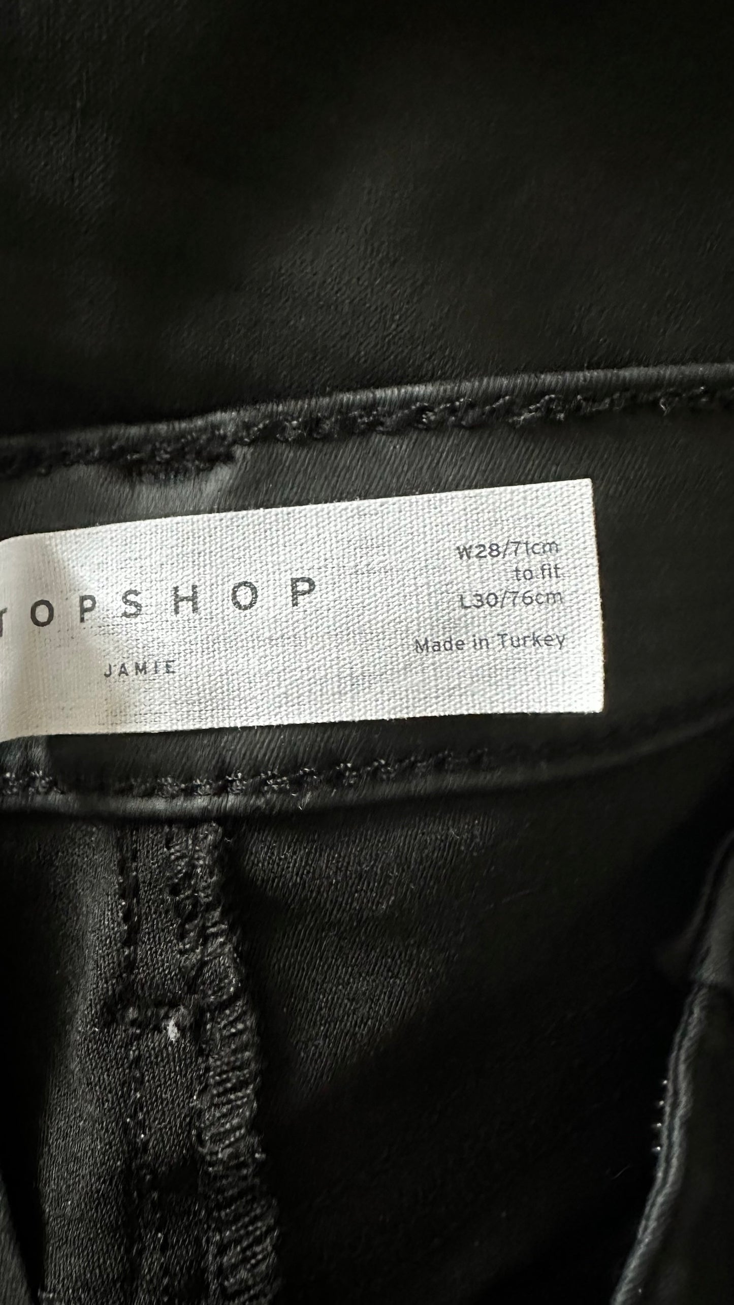 Topshop black matte wetlook leggings small S petite UK 8 XMS25