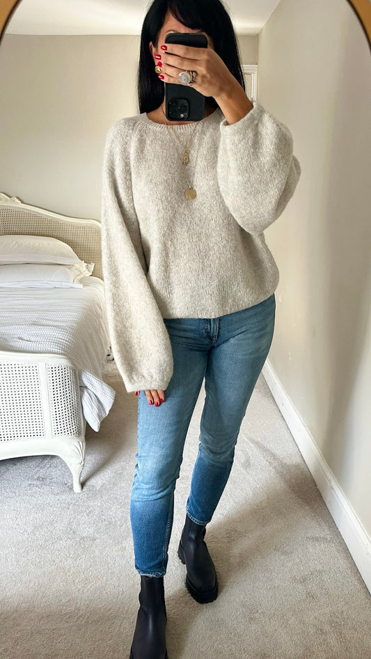 Mint velvet gray alpaca wool blend knitted jumper extra large UK 14 vgc