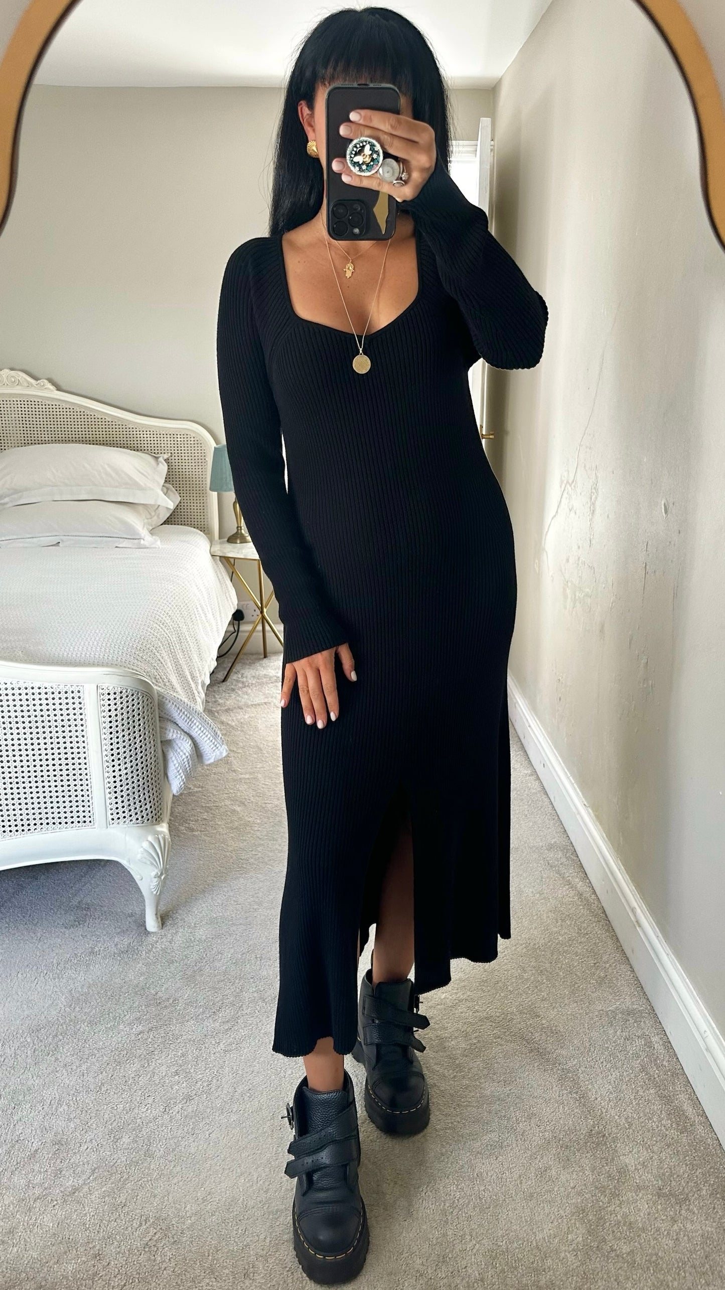 Ro & Zo black rib knit maxi jumper dress extra large XL UK 14