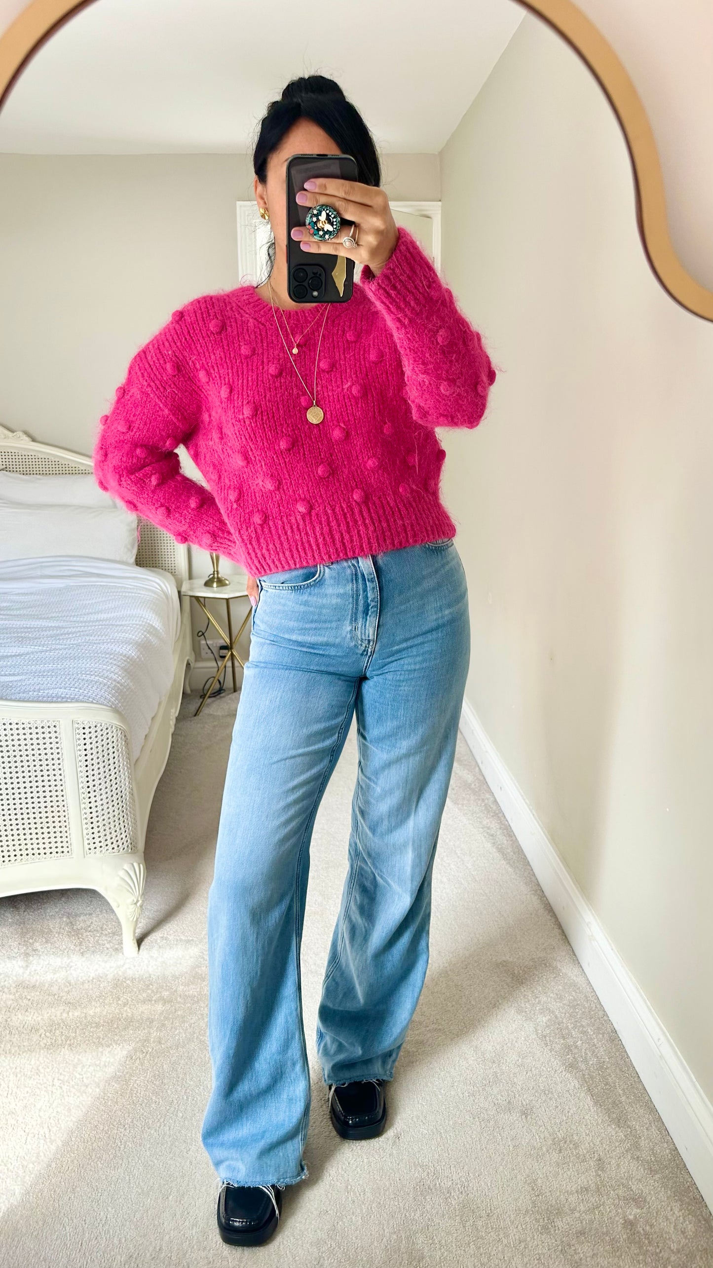 & other stories fuschia pink knitted alpaca blend jumper large UK 12 vgc