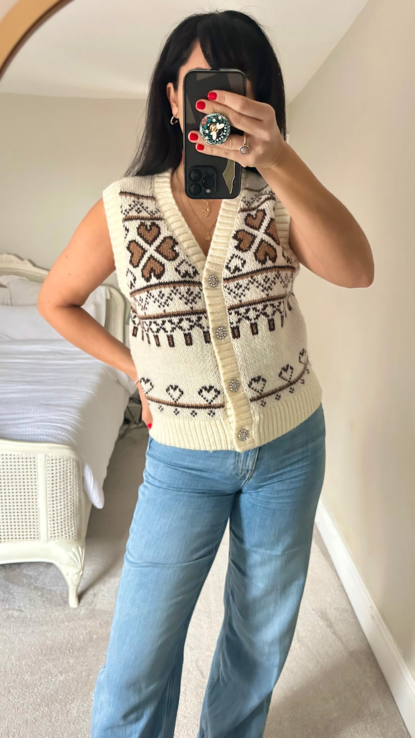 & other stories cream brown fair Isle knitted waistcoat jumper medium UK 10-12 new bnwot