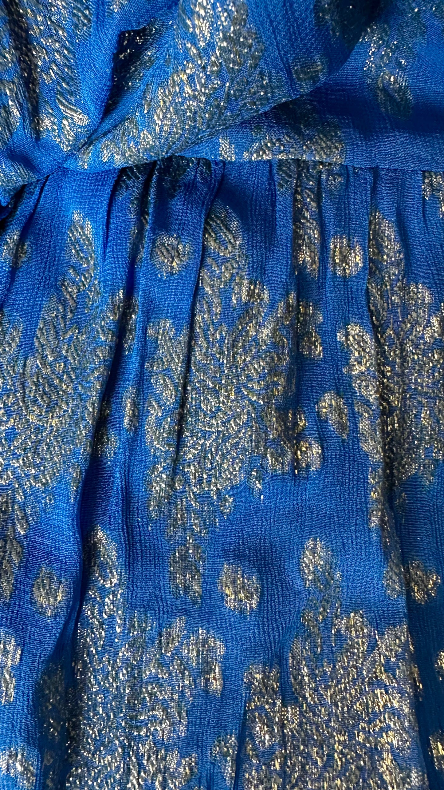 Oliver Bonas royal blue silver metallic maxi long dress UK 8 10 event vgc