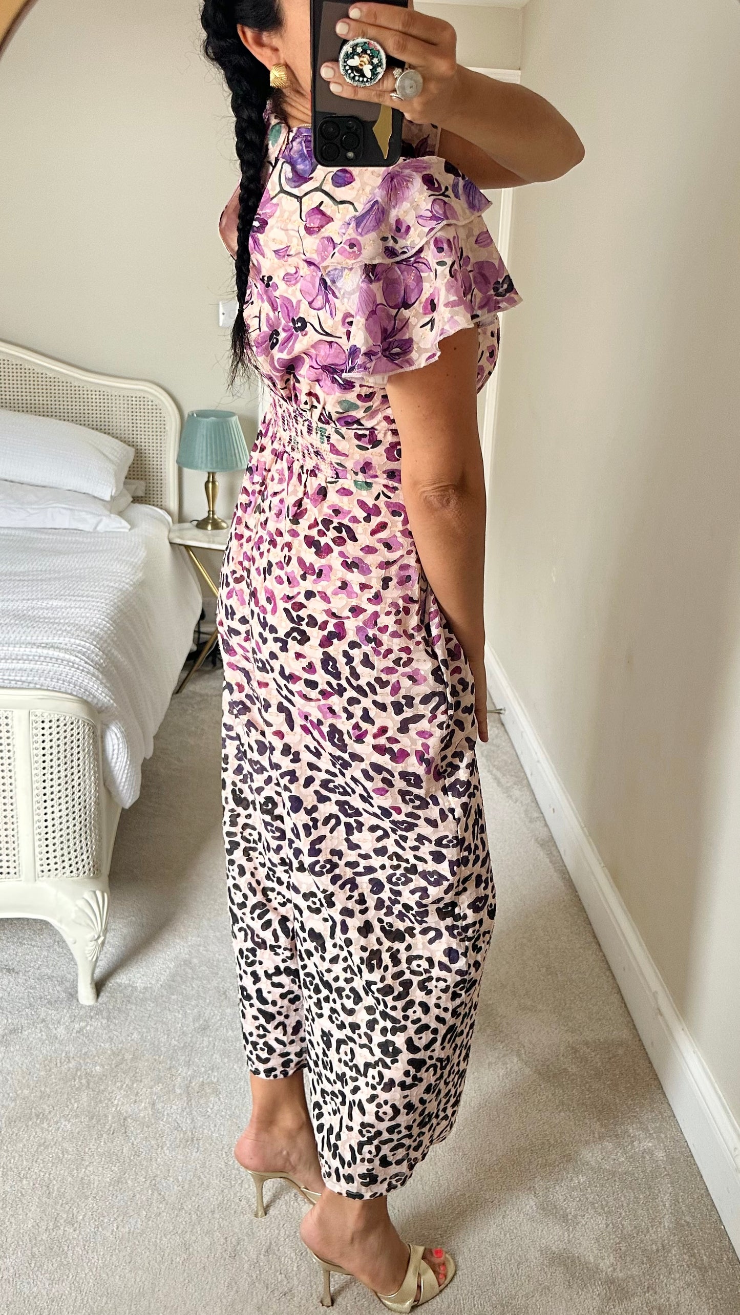 Somerset by Alice Temperley lilac pink cream black animal leopard jumpsuit event medium large UK 10 12 new bnwt