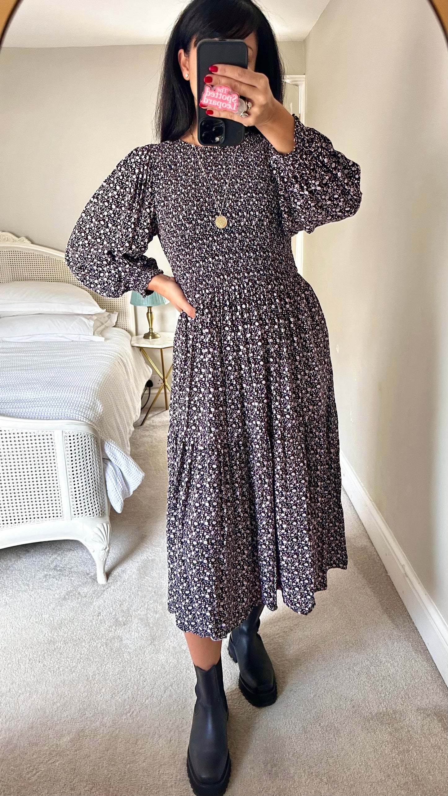 & other stories black lilac tiered prairie midi long dress extra large UK 10 12 14