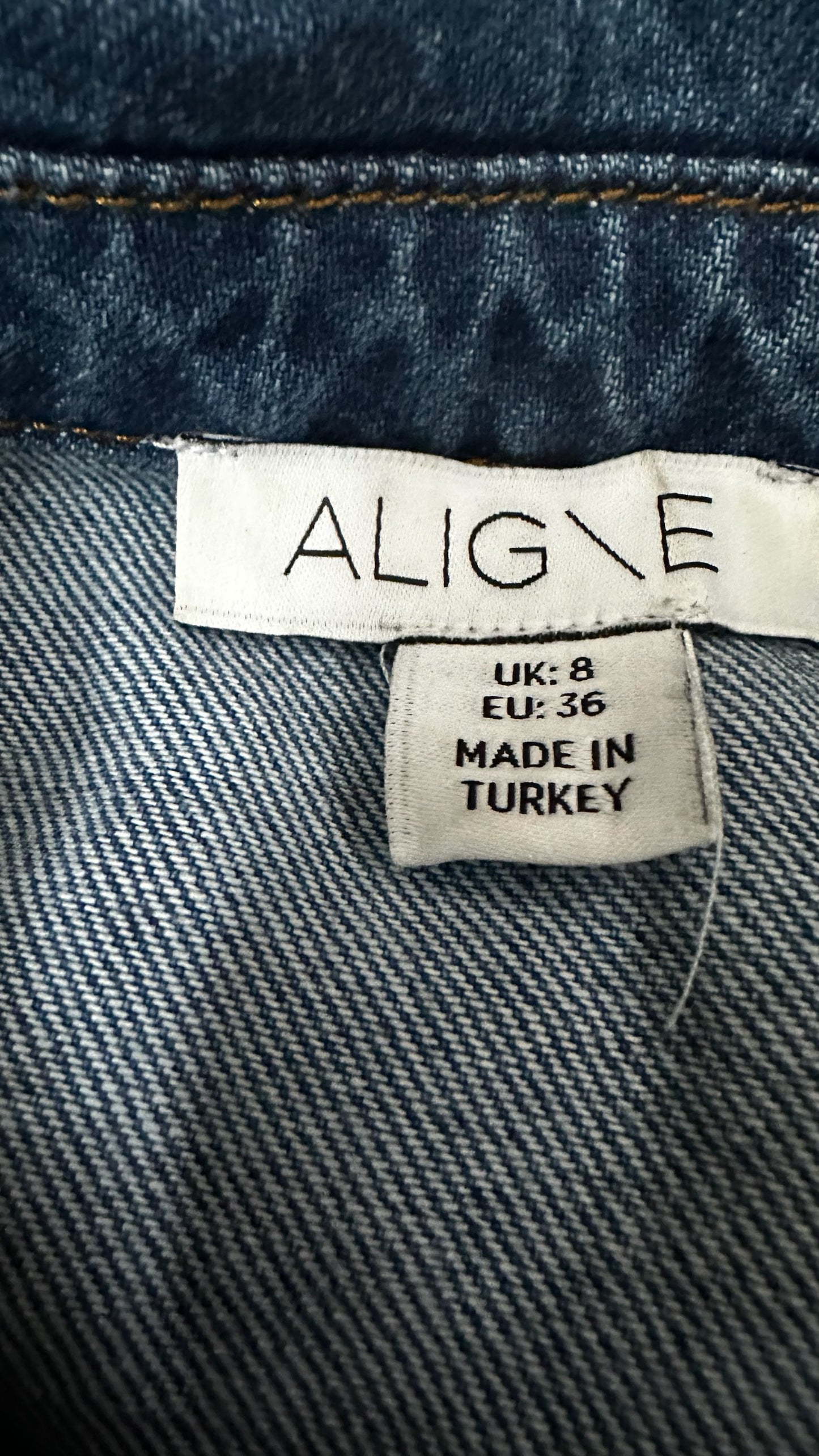 Aligne navy blue denim zip up long midi maxi dress small UK 8 vgc