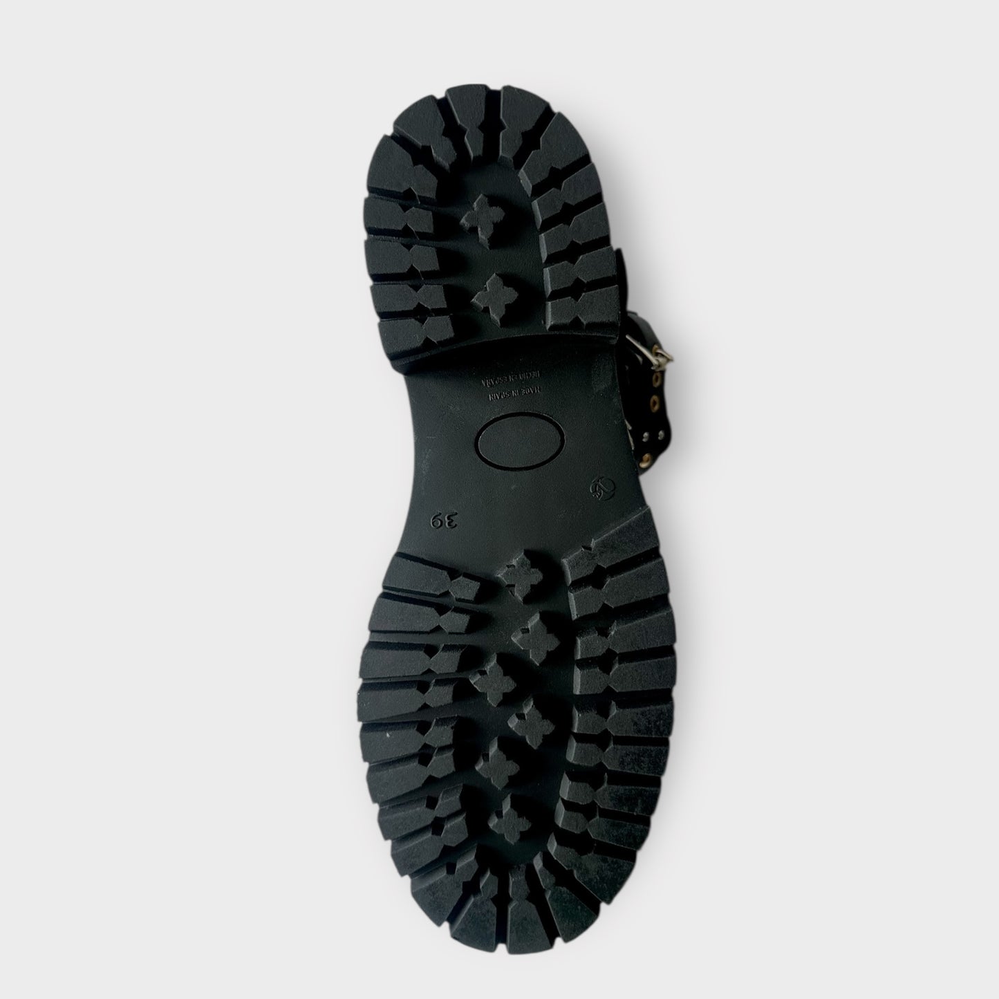 Office black studded leather boots mid calf new bnwot UK 6 EU 39