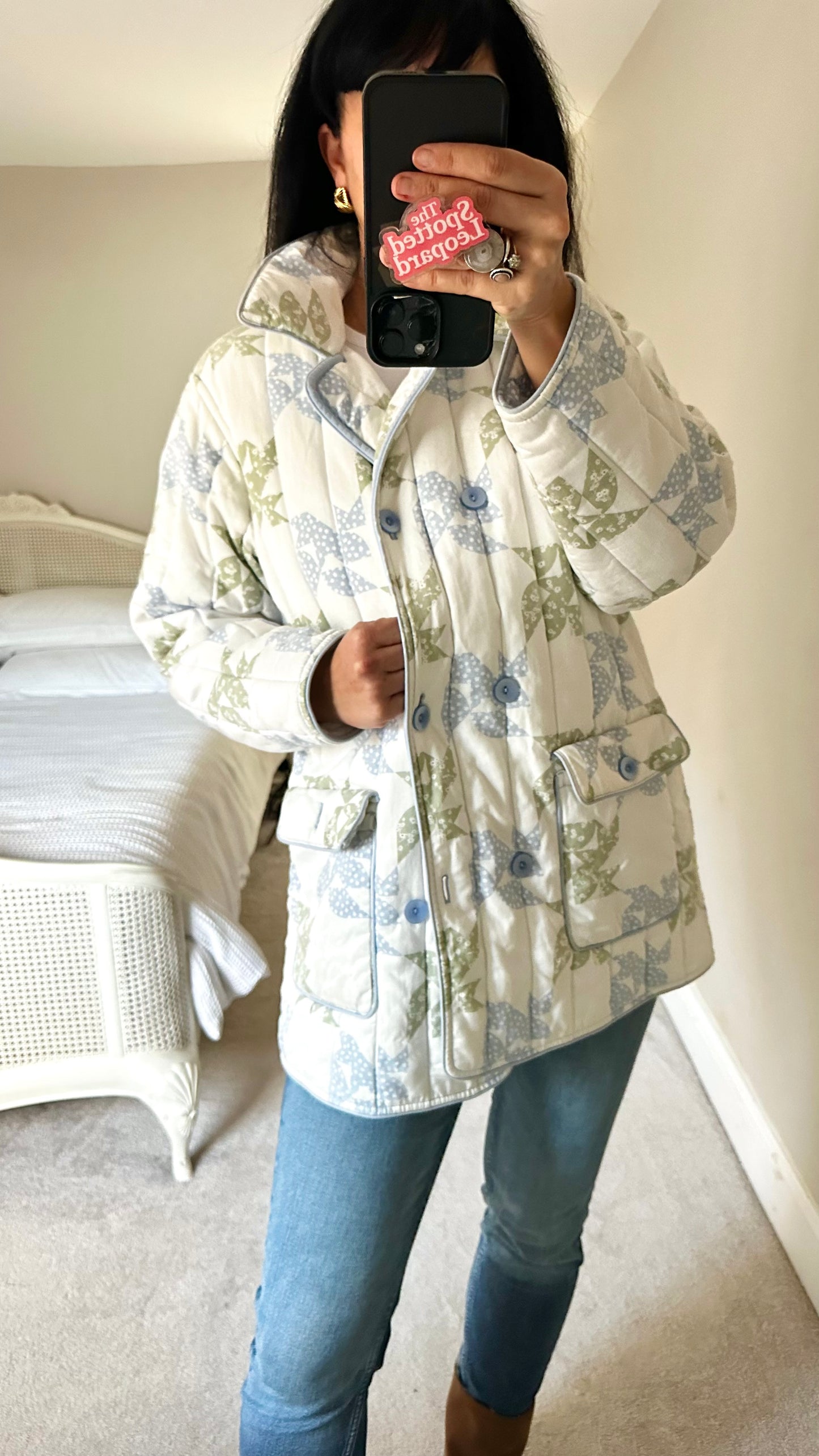 & other stories light blue white quilted jacket coat small UK 8 10 vgc