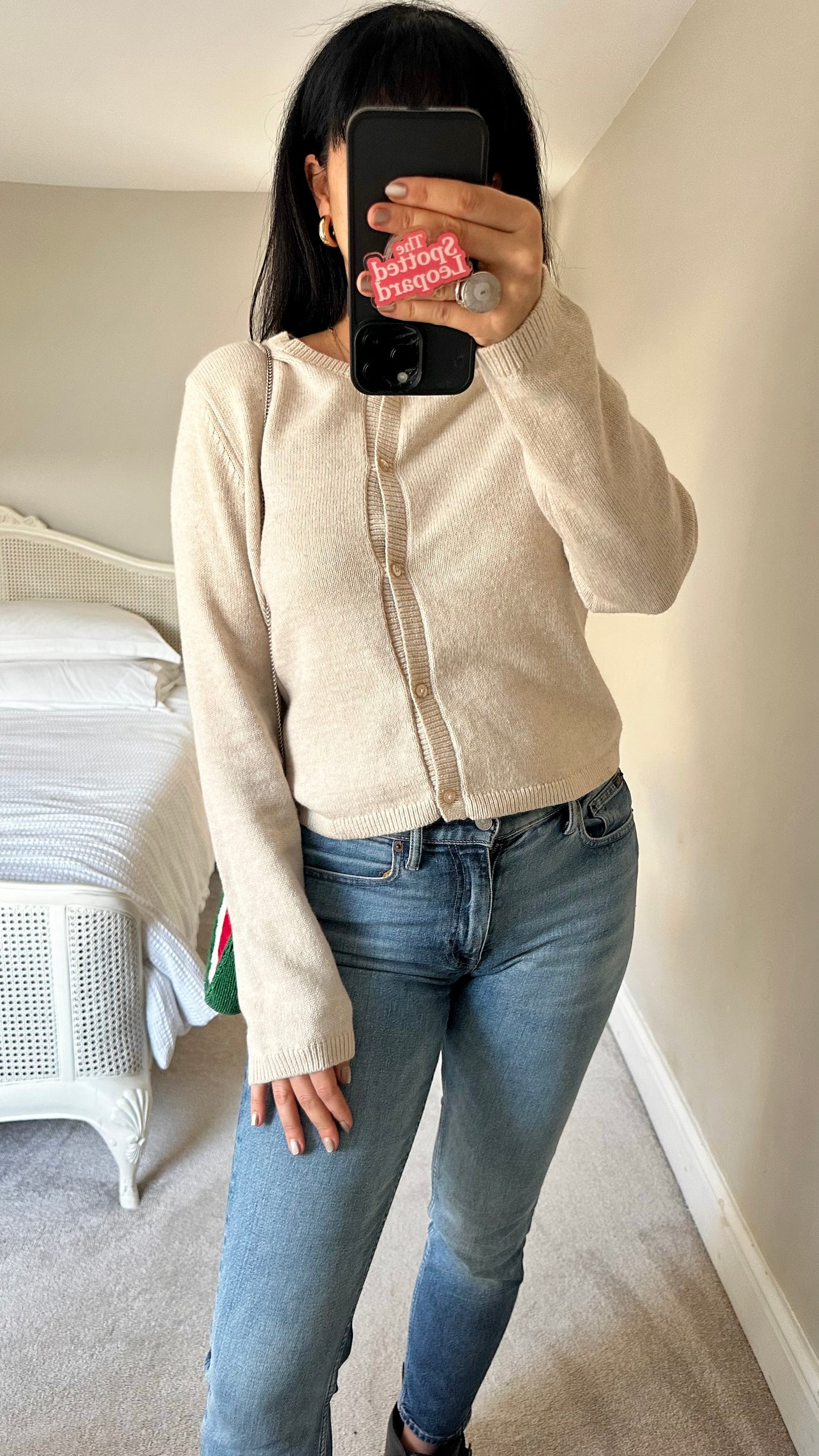 Selected Femme @ Anthropologie cream stone wool blend knitted cardigan jumper medium UK 12 vgc