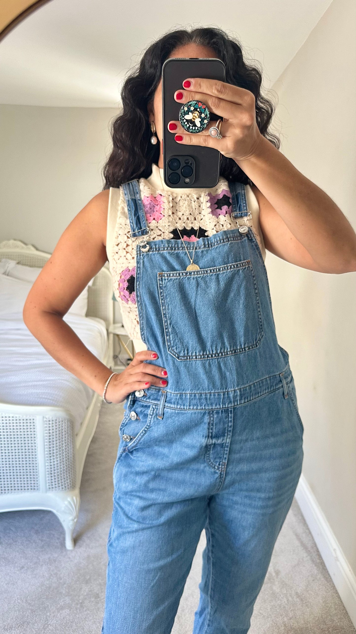 Mango denim jeans jumpsuit dungarees medium UK 10-12 vgc