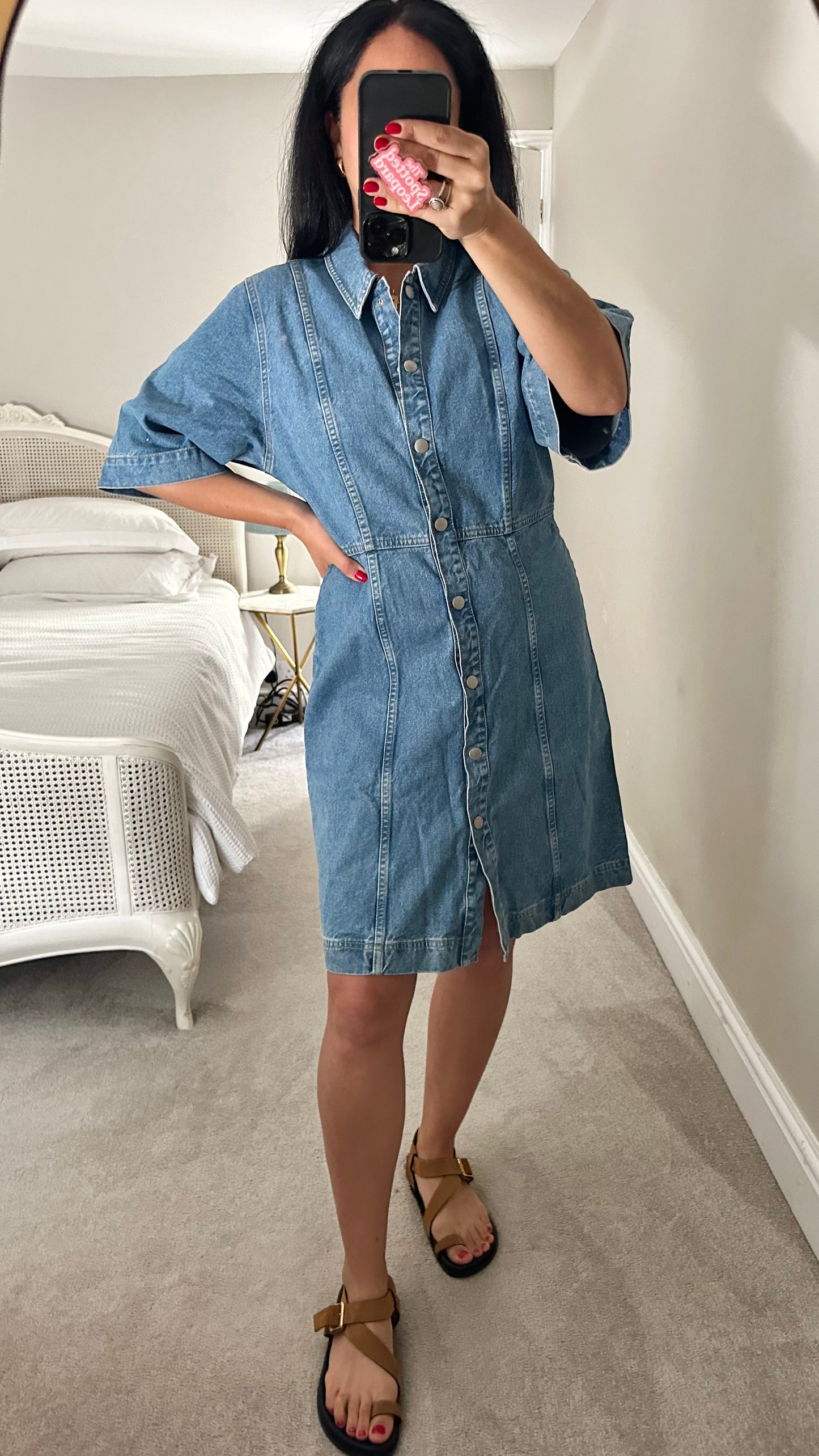 Selected Femme @ Anthropologie denim blue button up shirt mini dress medium UK 14 new bnwt