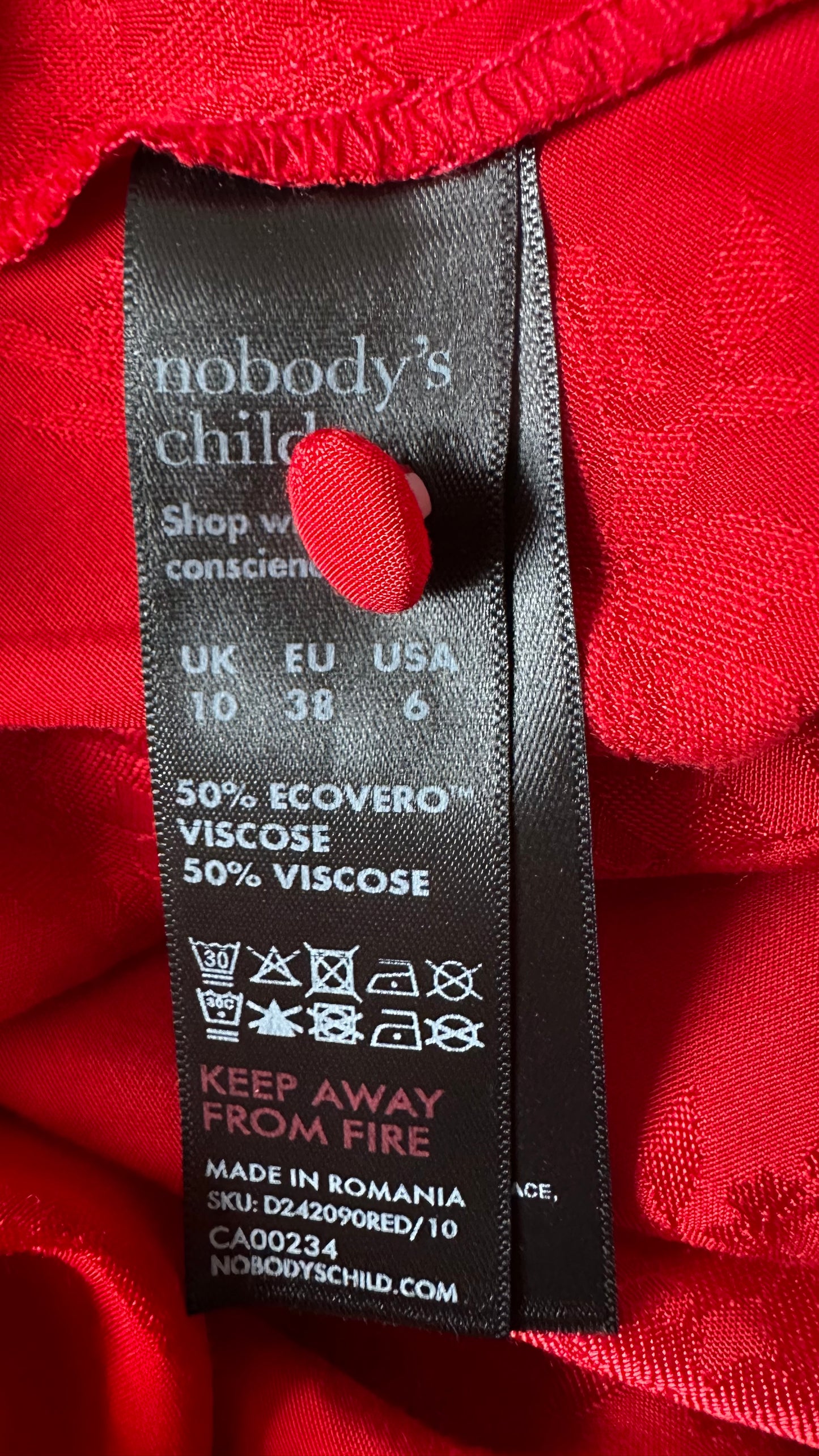 Nobody’s Child bright red midi long event dress medium UK 10 vgc