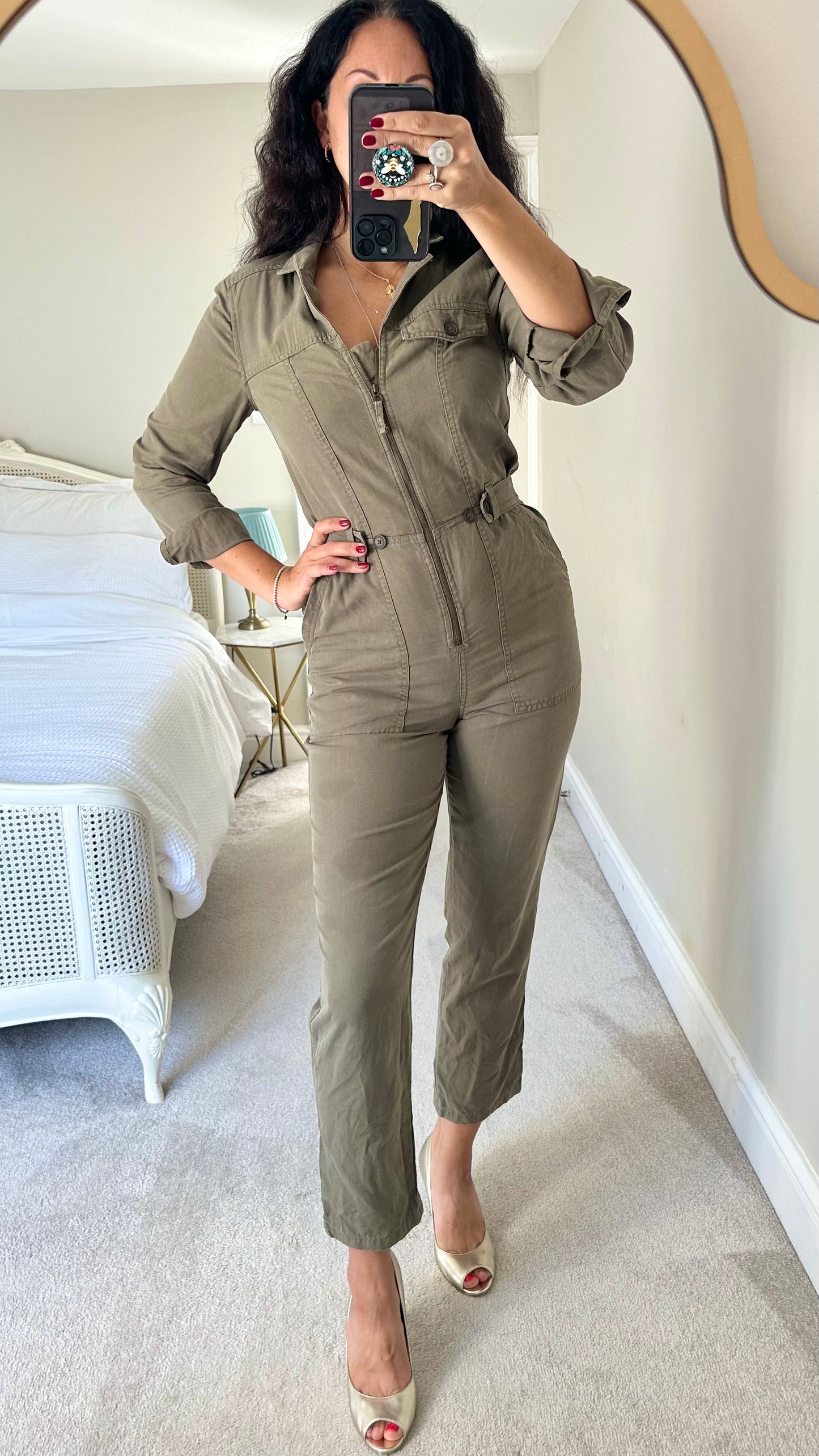 & other stories khaki green boiler suit jumpsuit small UK 8 vgc