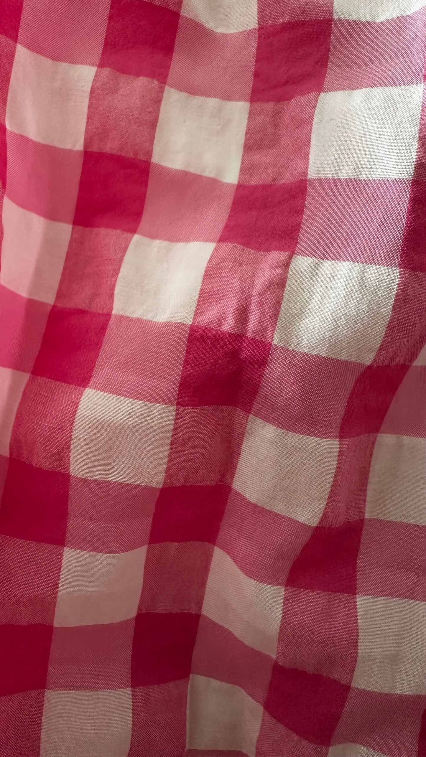 Nobodys Child pink rose white gingham check midi long dress small medium UK 10 14 vgc