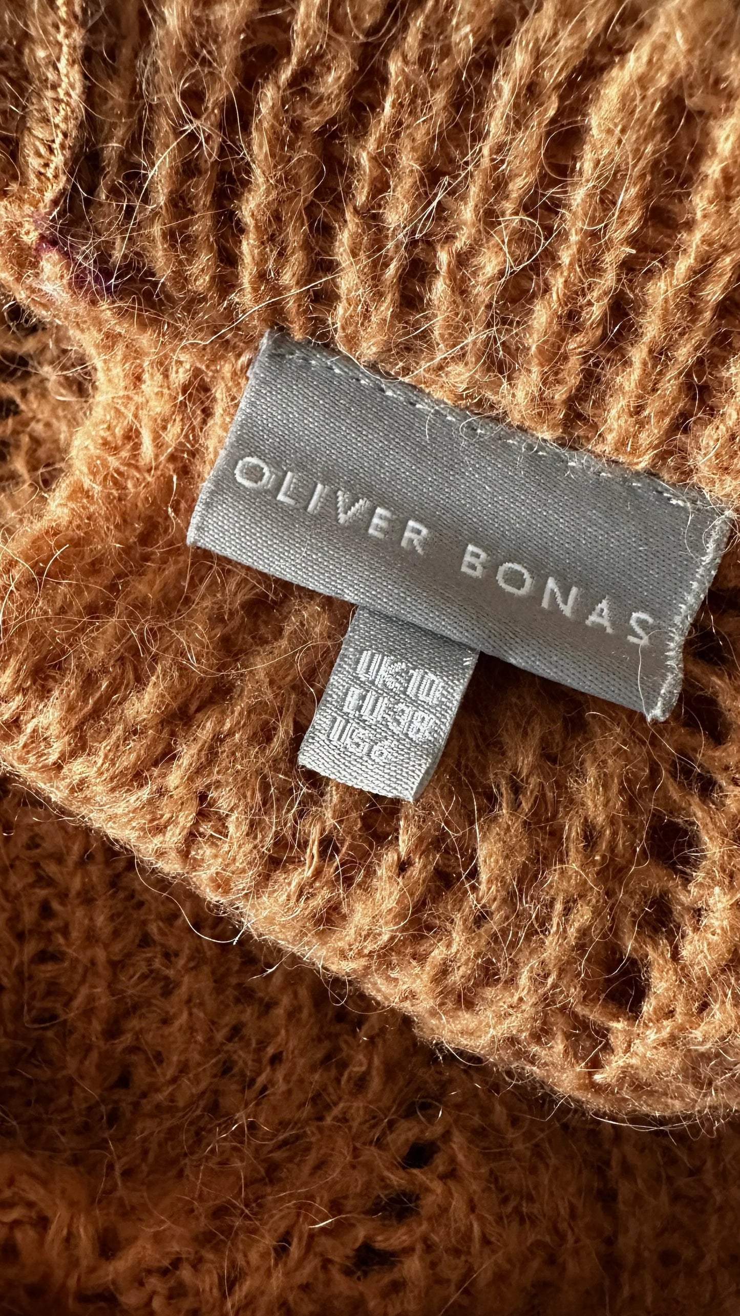 Oliver bonas camel tan alpaca wool blend knit jumper medium M UK 10 excellent used condition