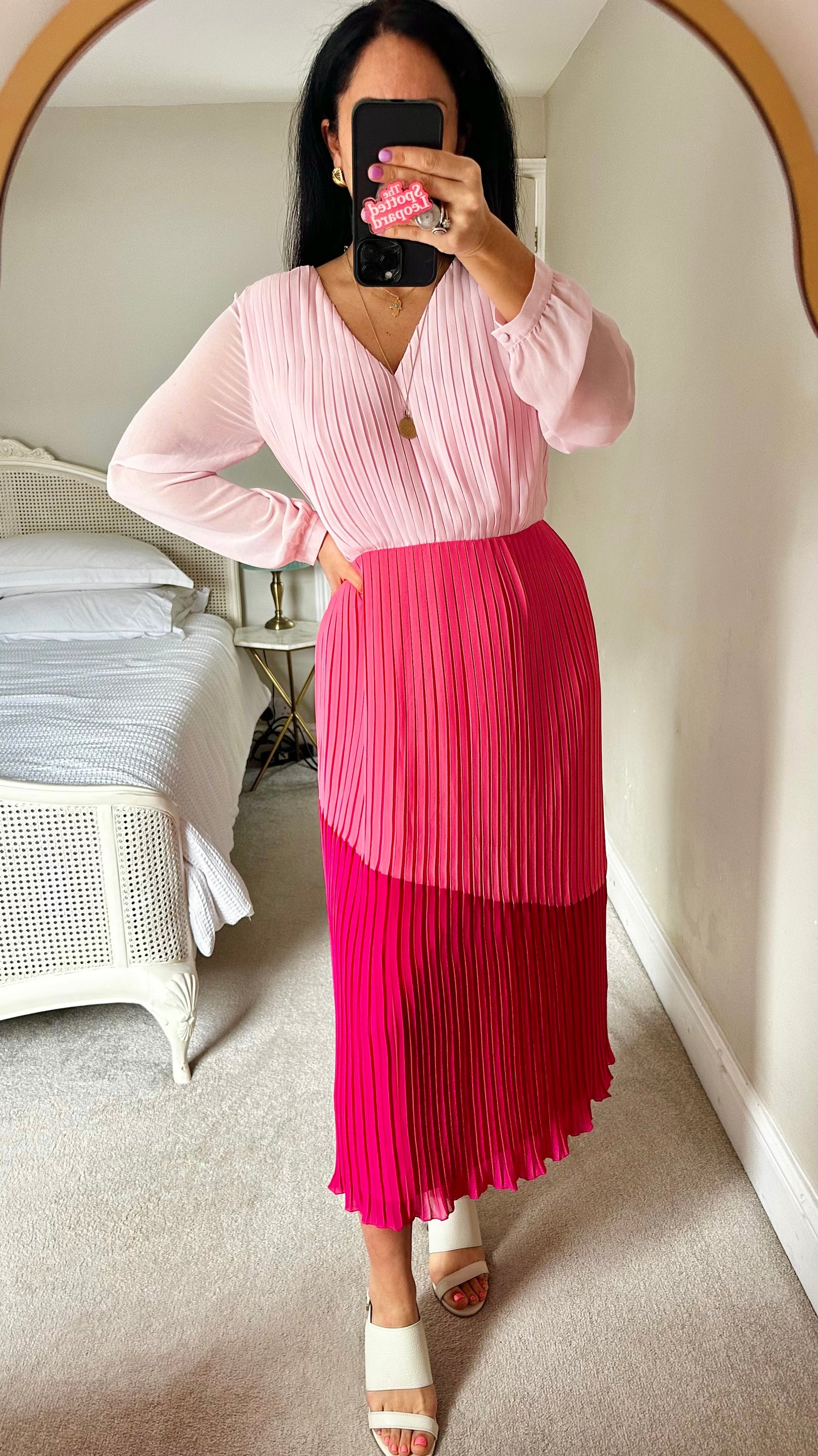 Warehouse rose dark pink pleated midi wedding guest event dress medium UK 12 vgc