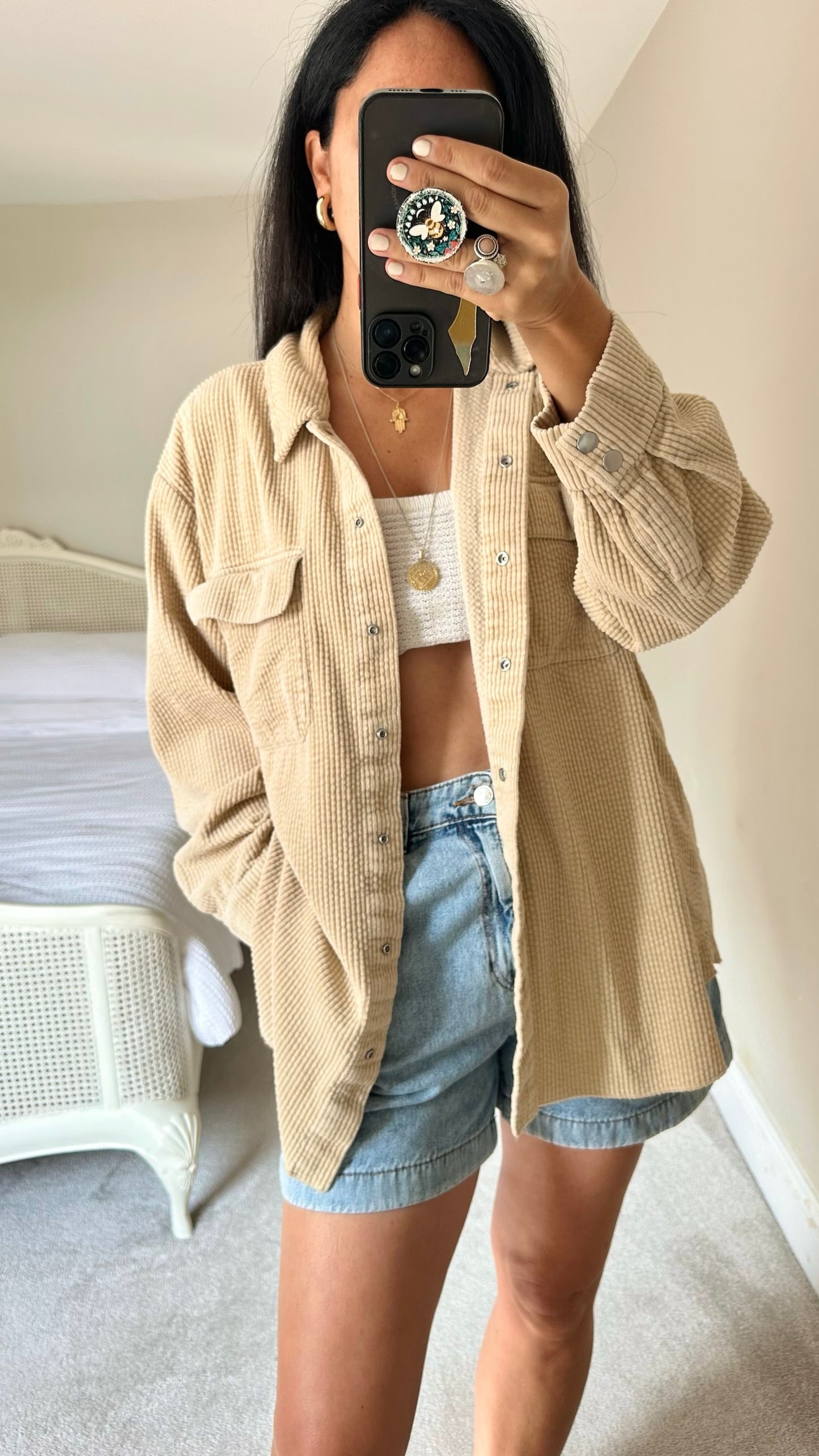 &Other stories beige cream corduroy oversize overshirt shacket extra large XL UK 14 new condition