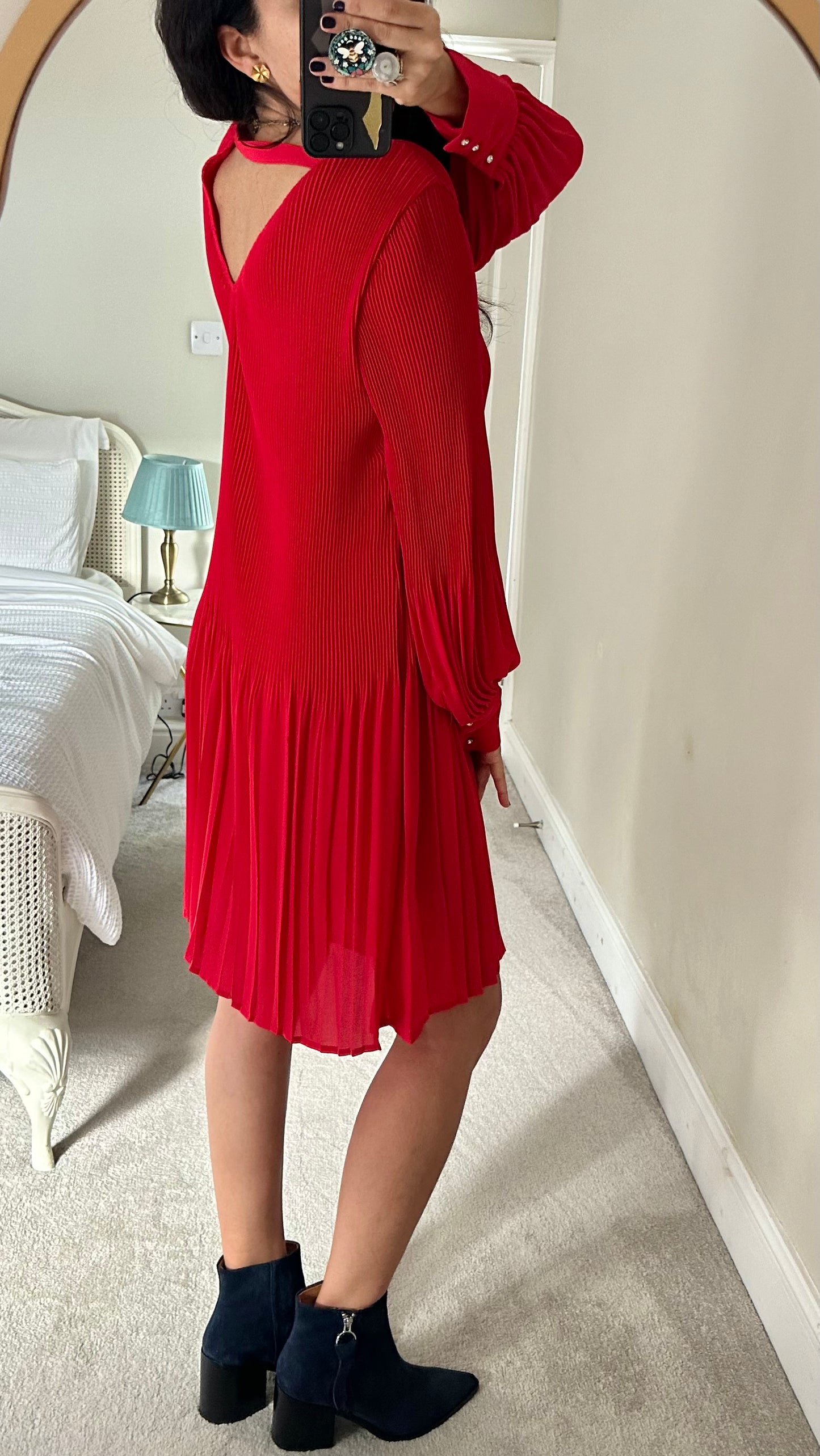 Selected Femme @ Anthropologie plissé red evening event dress extra large UK 14 vgc